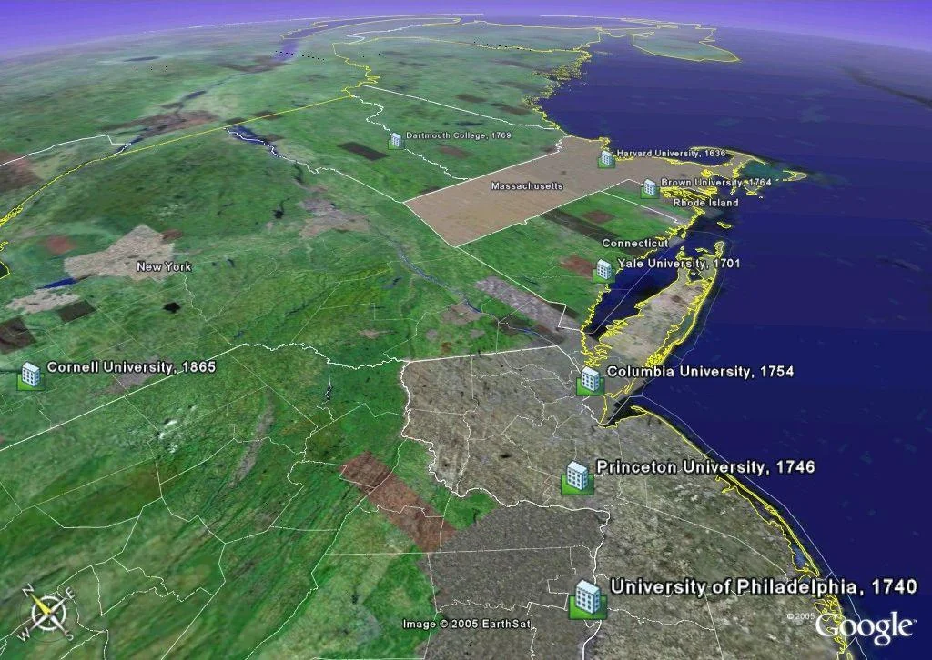 The location of all eight Ivy League schools on the U.S. East Coast. Cover credit: Wikimedia
