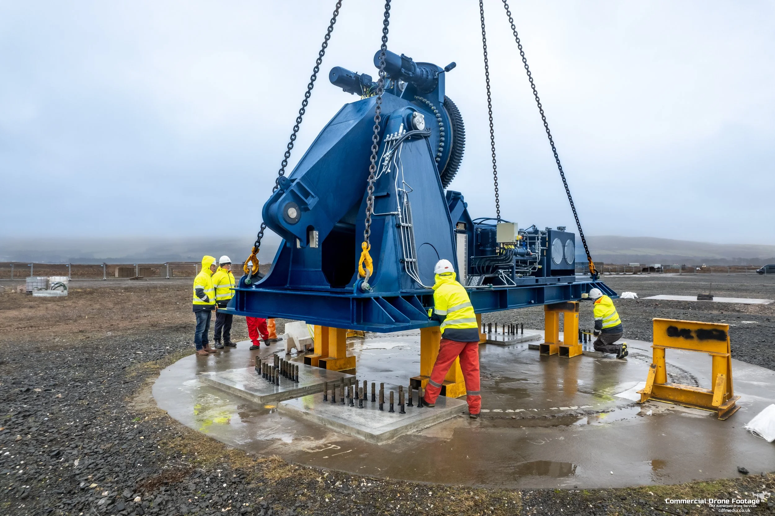 Fitting FastRig base into foundation at Hunterston