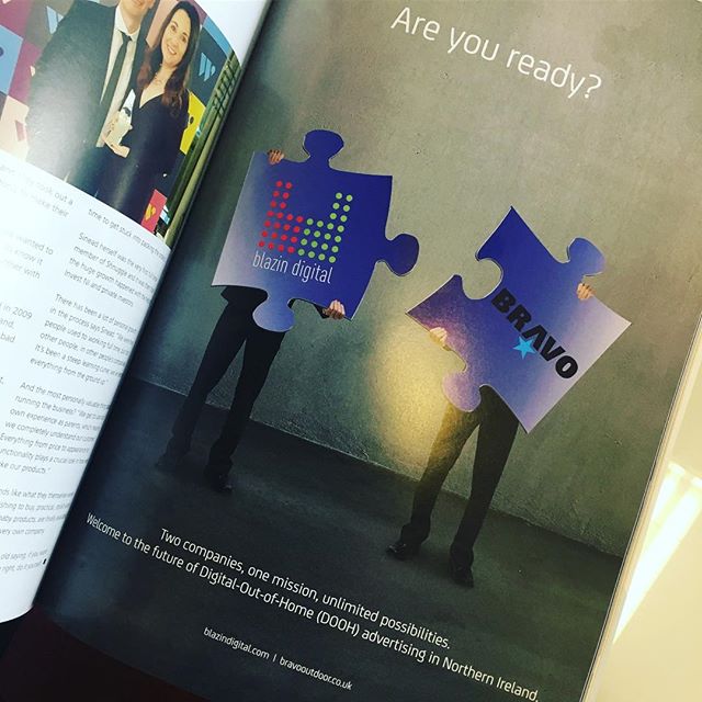 Our most recent ad in Ulster Business. Two companies, one mission, unlimited possibilities. #blazindigital #bravo #bravooutdoor #standout #dooh #itswhatwedooh #ulsterbusiness #ulsterbusinessmagazine