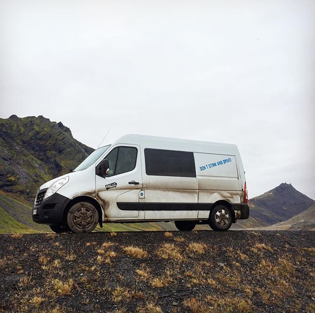 &quot;Don't Stink and Drive&quot; quoteth the @kukucampers van
#vantrip #ukulele #roadtrips #Iceland #adventure #goingnorth