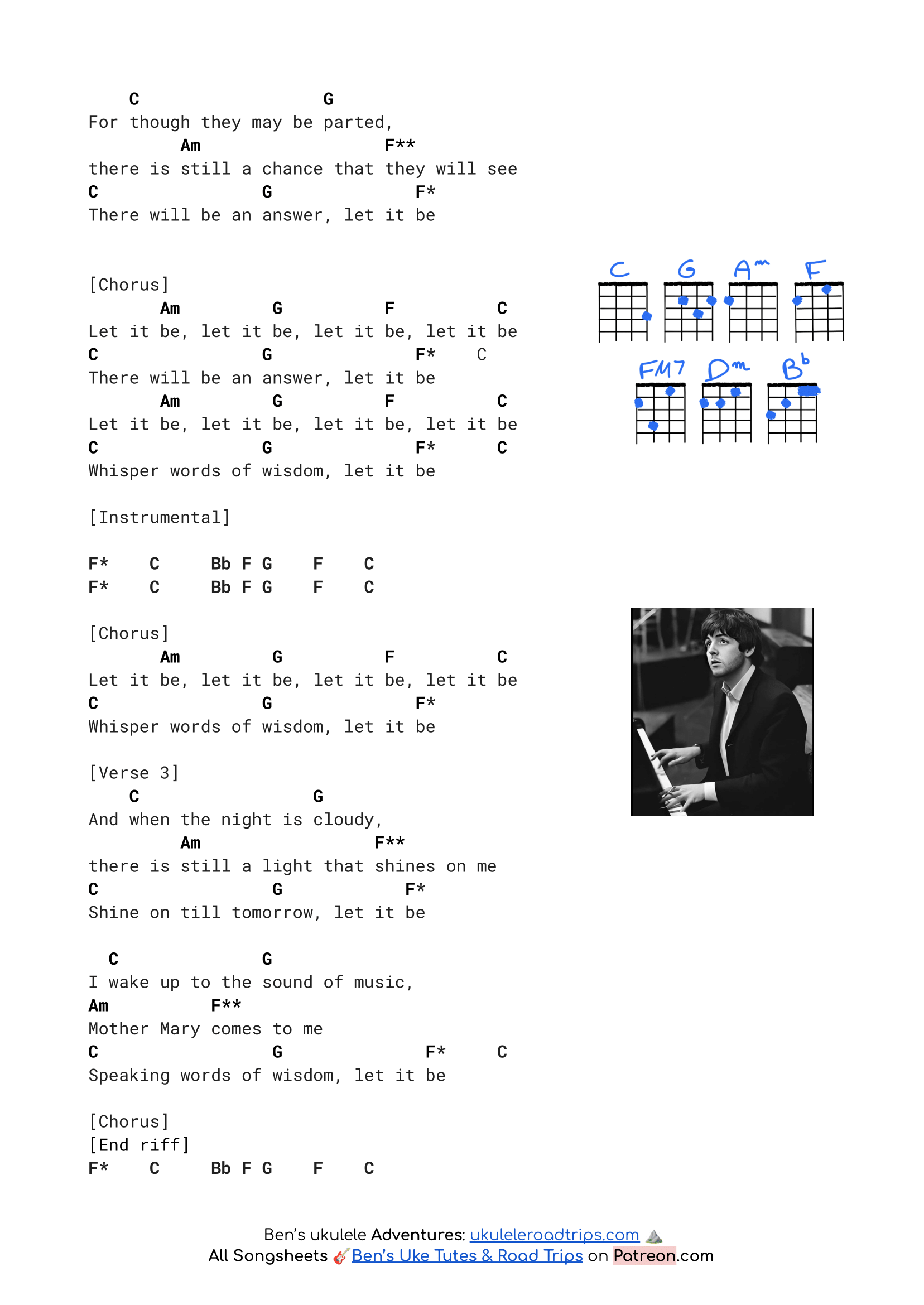 Let It Be by The Beatles with chords, strum &amp; tutorial — Ukulele Road Trips