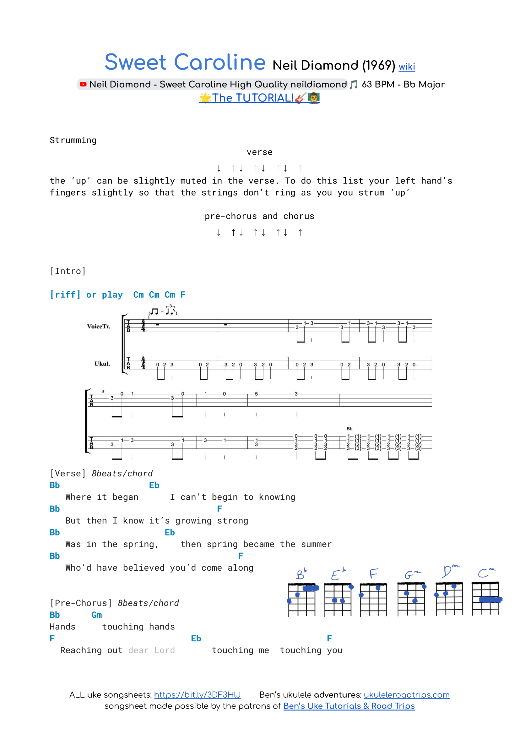 How To Play Sweet Caroline On Ukulele