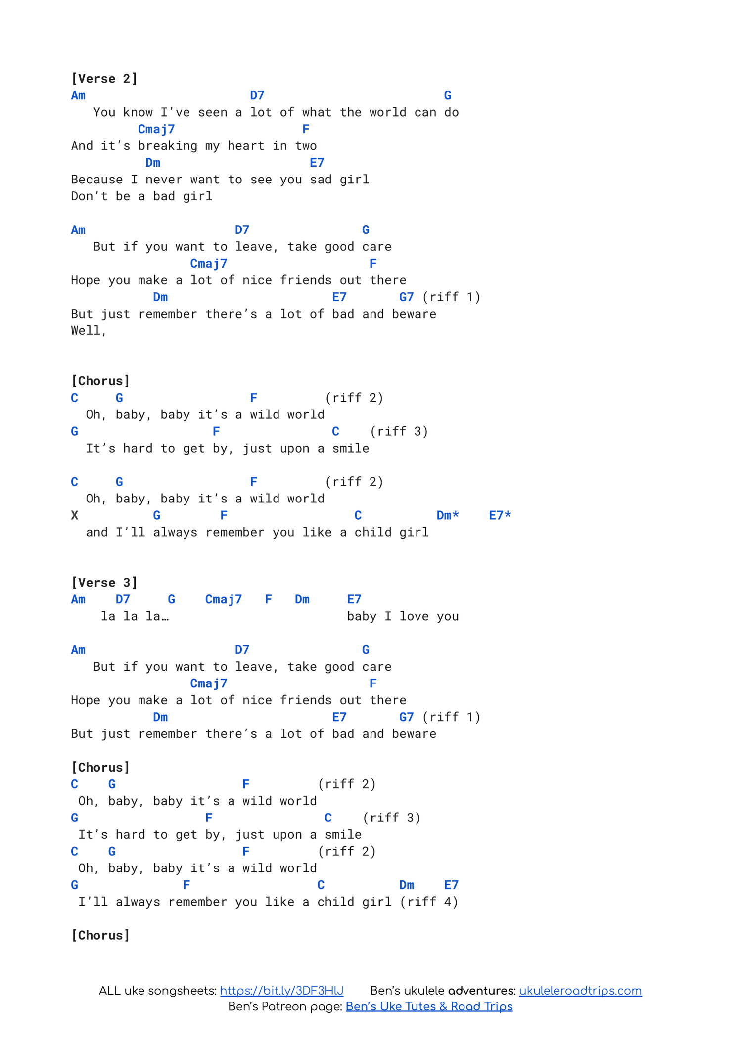 Wild World by Cat Stevens with chords, strum & tutorial — Ukulele Road