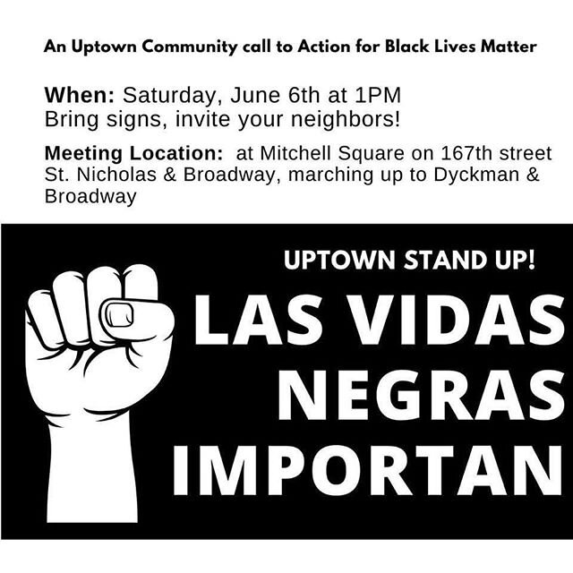 Uptown is coming together tomorrow in solidarity with Black Lives Matter. In collaboration with @locksmithbar we will be in front of Tryon Public House handing out bottles of water and masks for all. We are lucky to be a part of this amazing uptown c