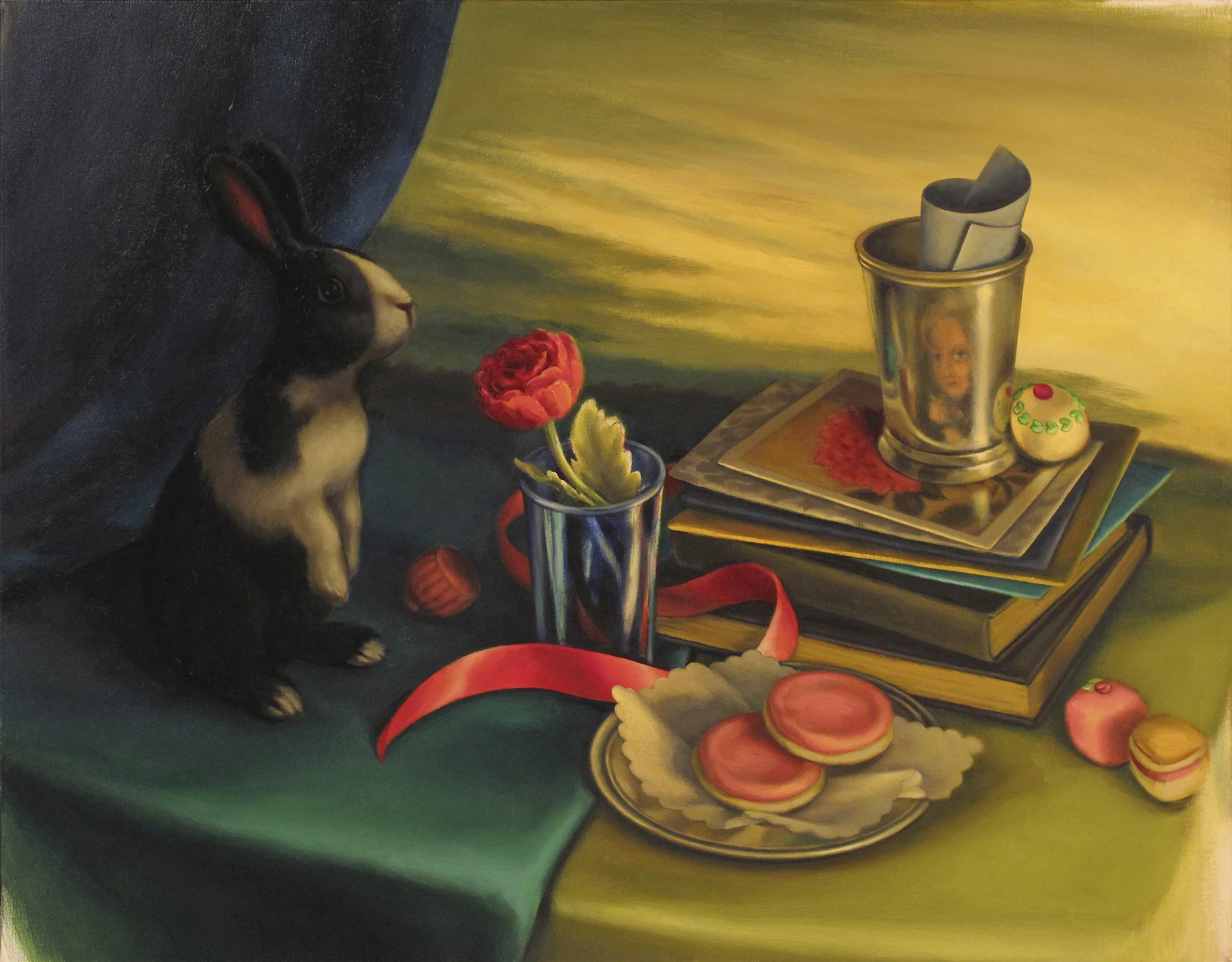 sold  Self Portrait with Rabbit