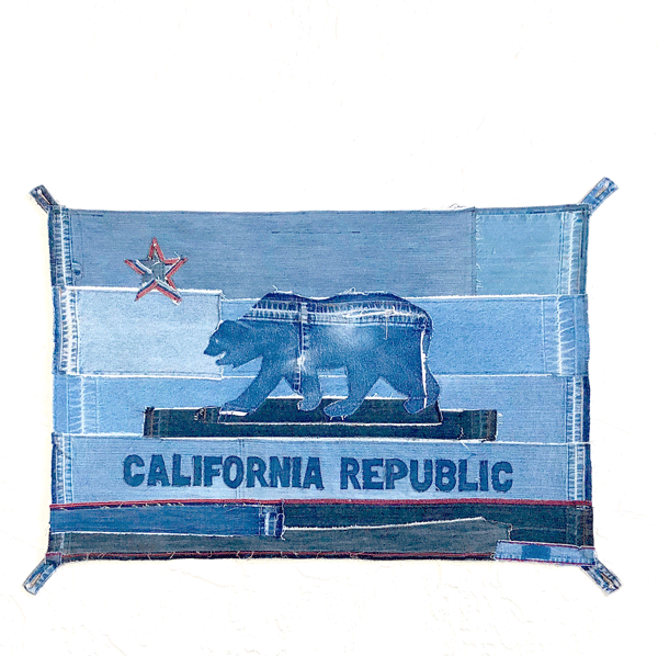 denim jeans upcycled into California State Flag
