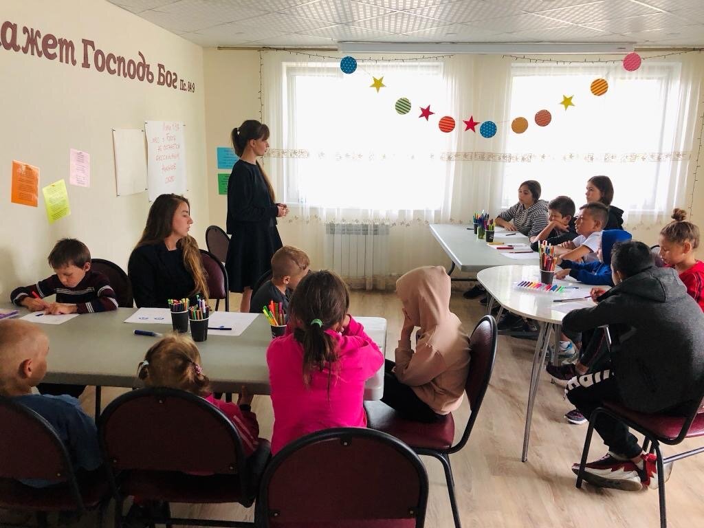 Olesya teaching Bible lesson in a Russian camp.JPG