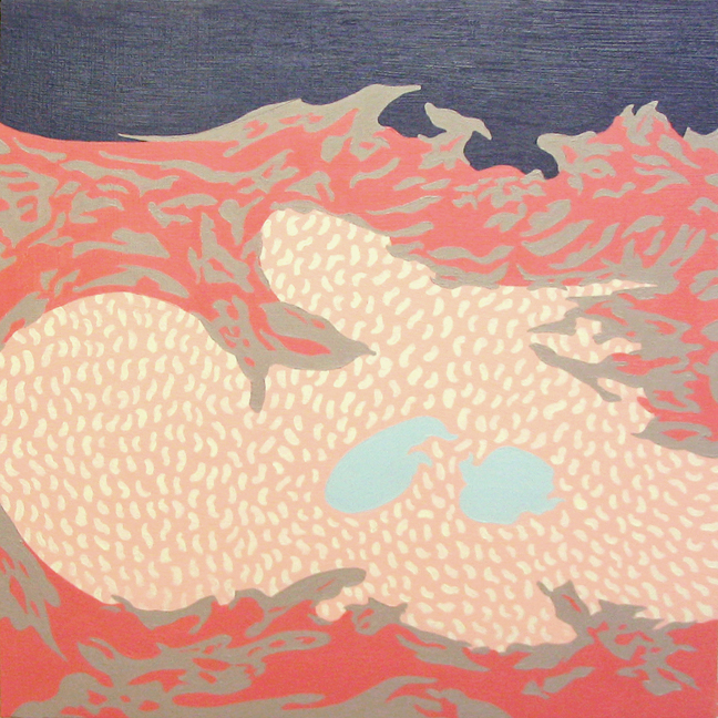 Blue Couple Inside Wave 2006, oil on panel, 12x12 inches