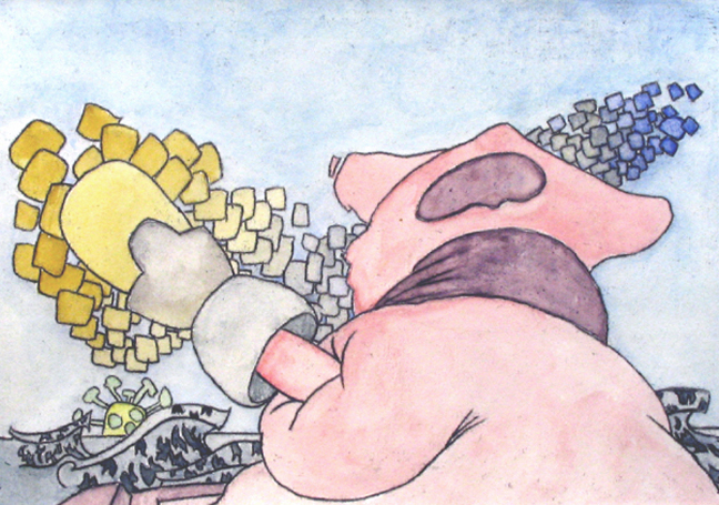 Wave at Wave 2005, mixed media on paper, 8x10