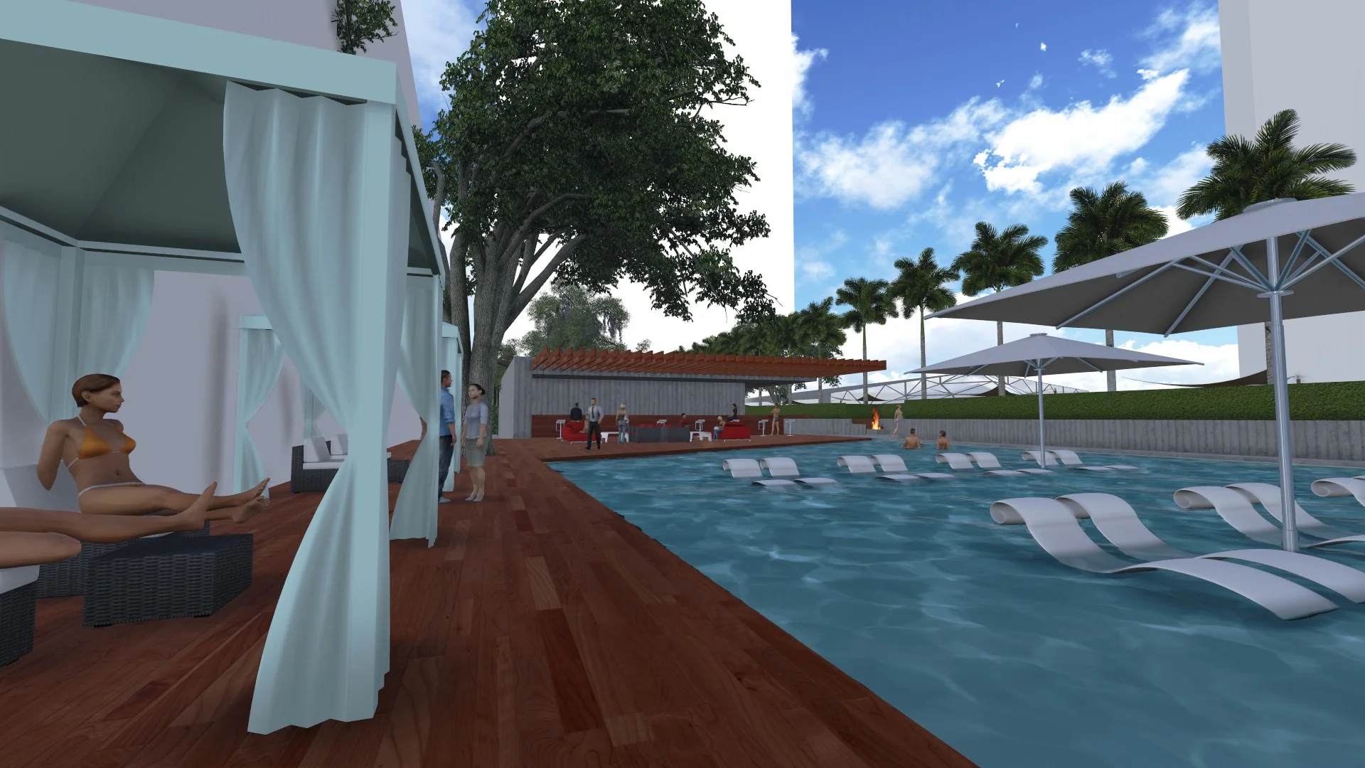 Pool and cabanas