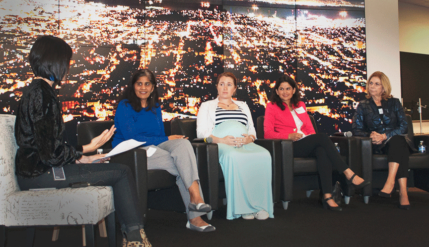 Panelists from left to right: Dr. Lena Cheng (moderator), Selina Tobaccowala, June Andrews, Monisha Perkash, Kim Popovits