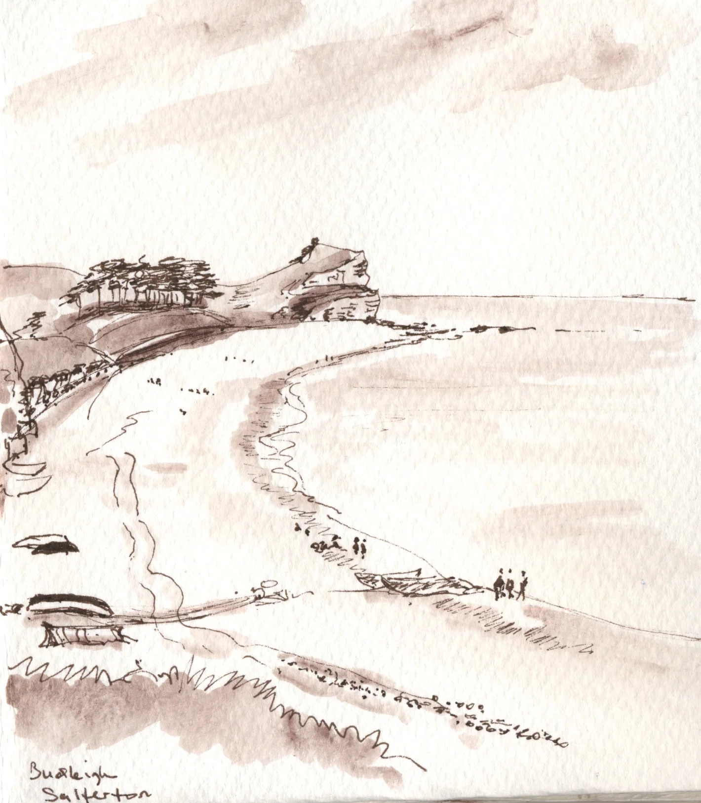 Down on the coast of Devon this is the beach and headland at Budleigh Salterton