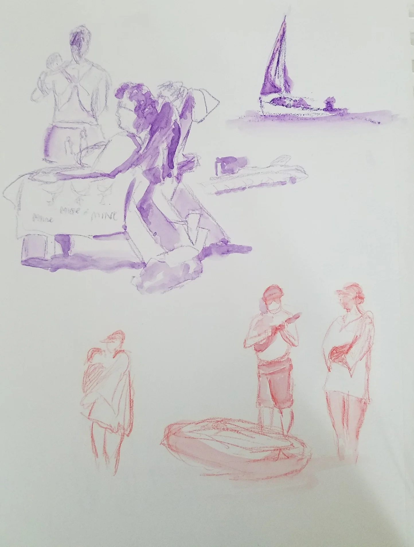 Some people sketches from the beach area