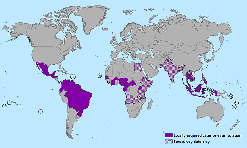 CDC map of Zika Virus-infected areas