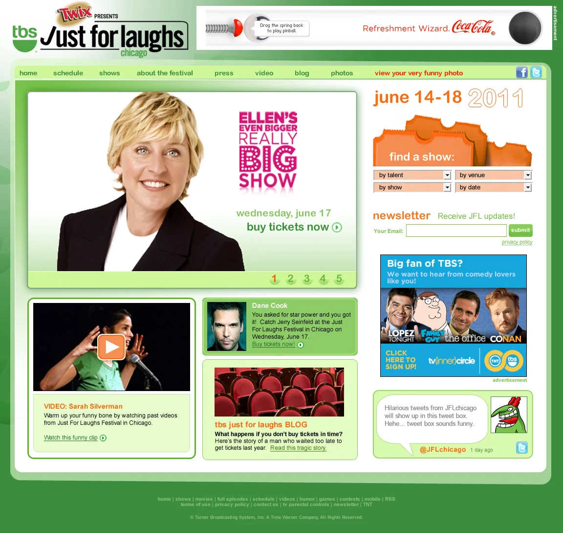 2011 TBS Just for Laughs Chicago home page