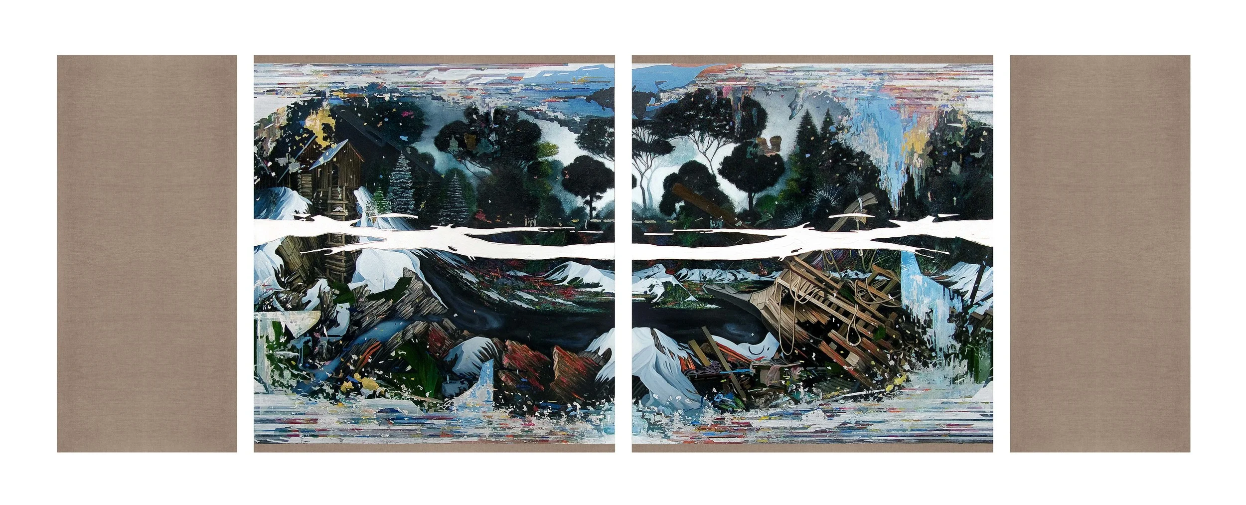   INTERFACE I.&nbsp;  Óleo sobre lienzo. Políptico.&nbsp;195&nbsp;x 540cm. 2012  