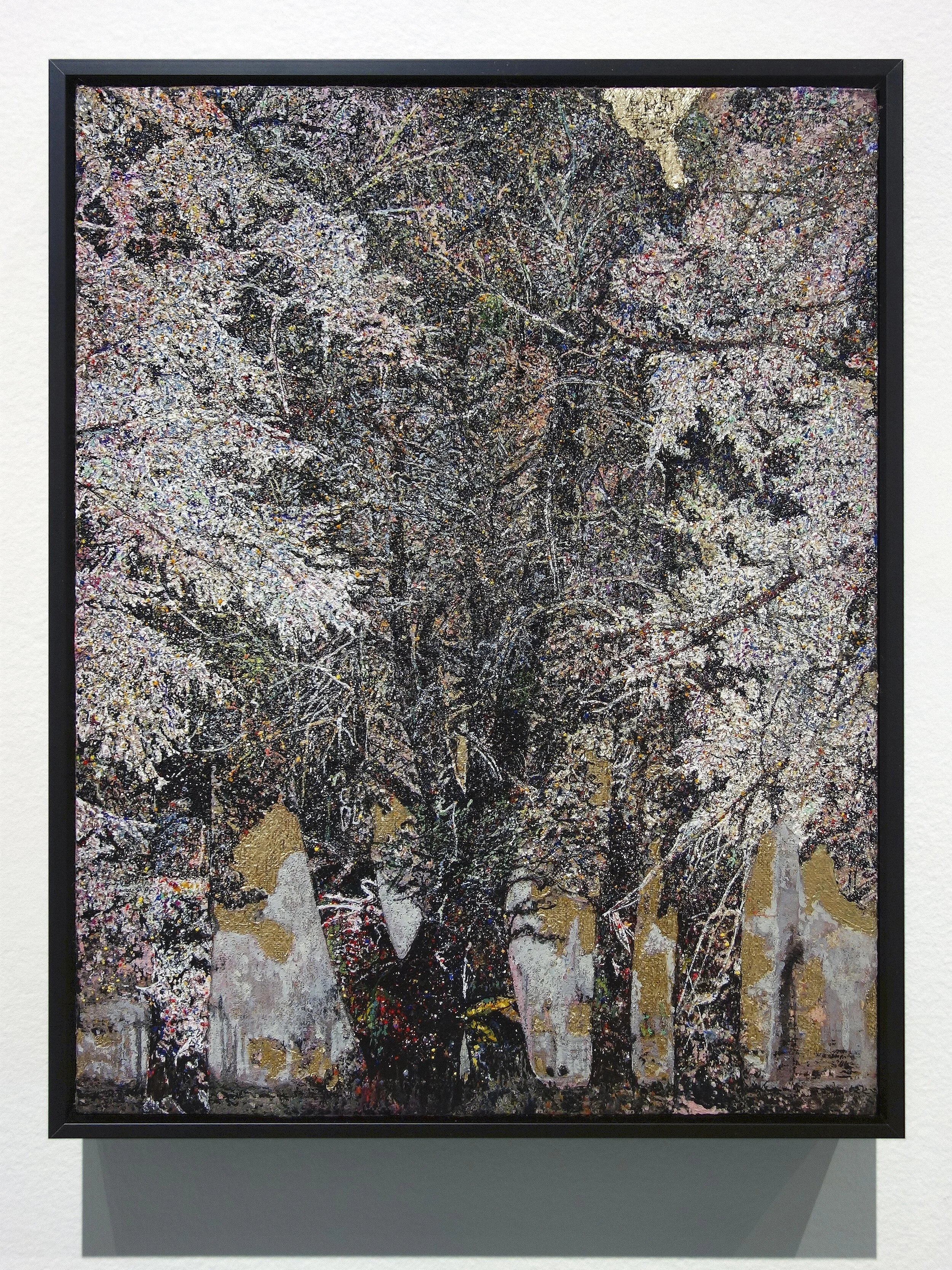   Almond tree.  Acrylic and pigment on linen. 38 x 30 cm. 2020 