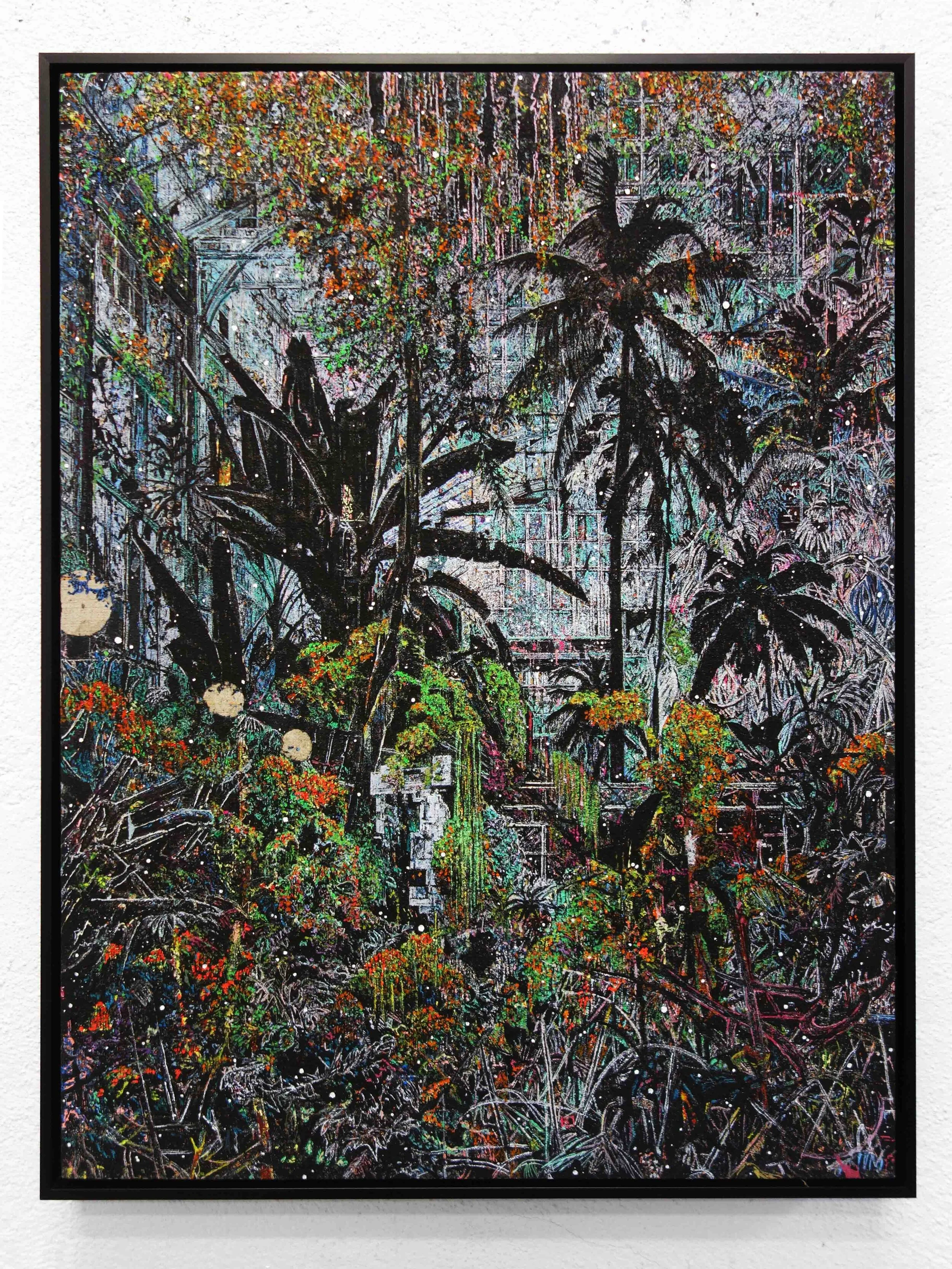   The Palms.  Acrylic and pigment on linen. 63 x 48 cm. 2020 