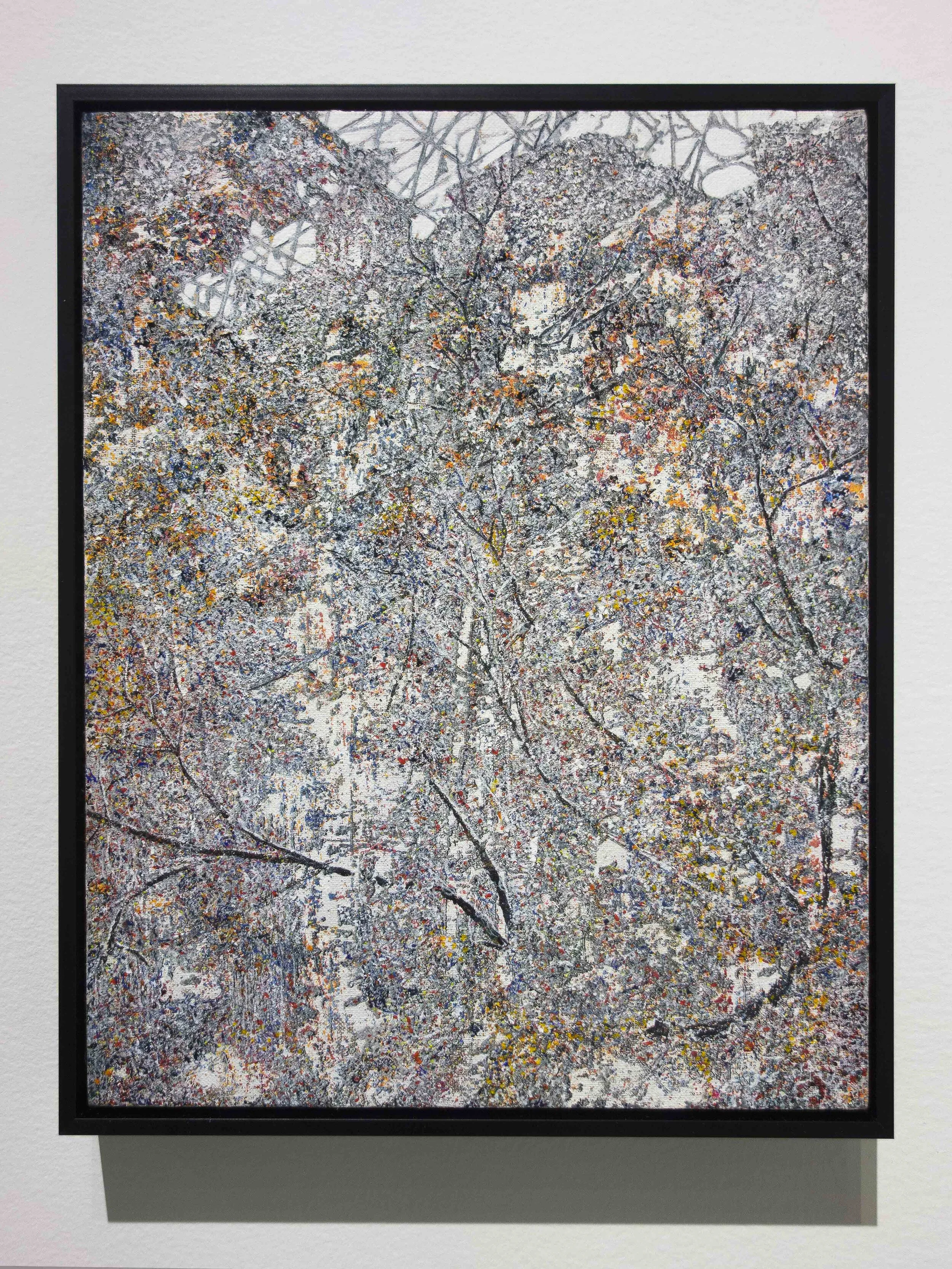   Wisteria.  Acrylic and pigment on linen. 38 x 30 cm. 2019 