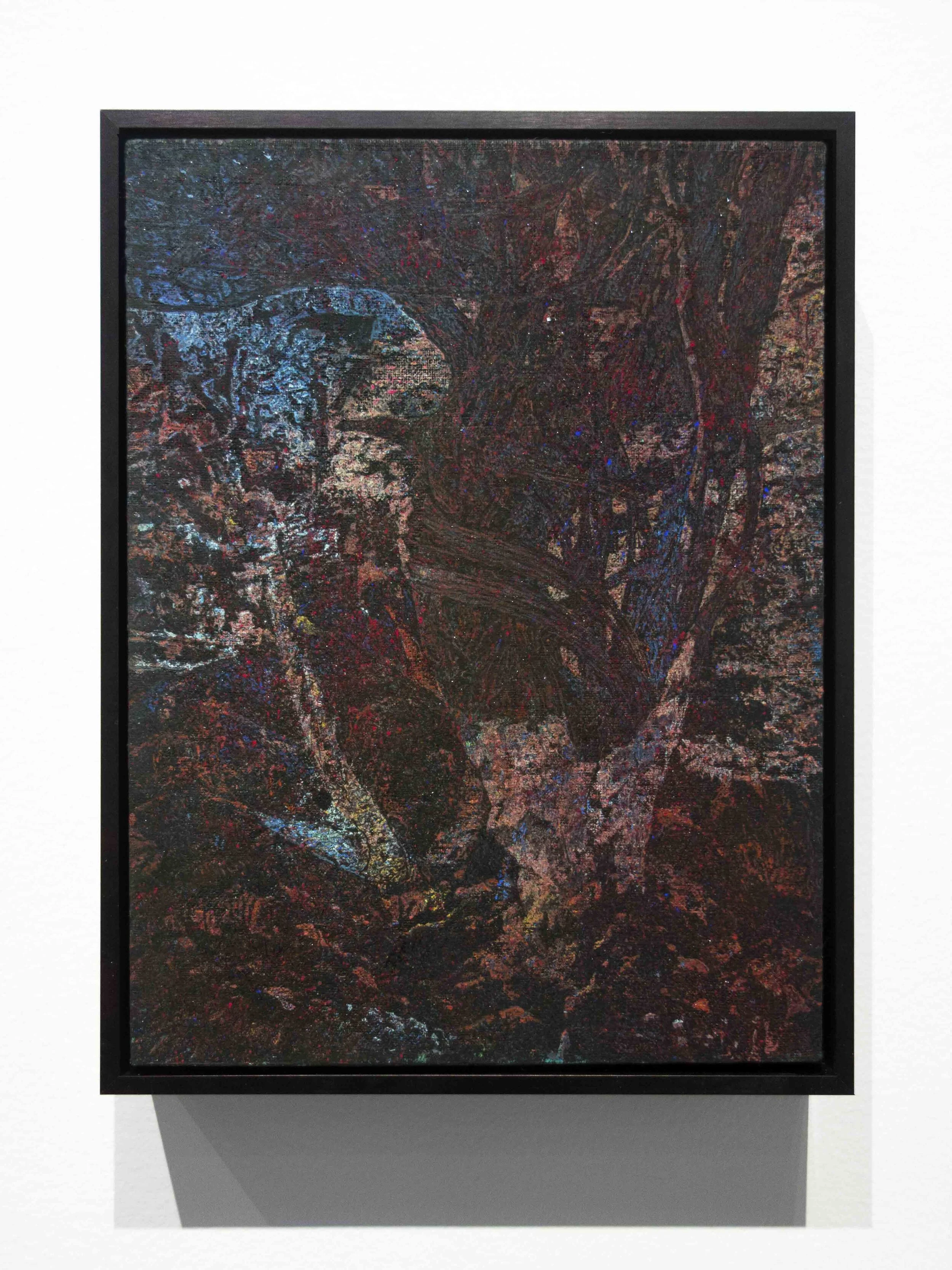   Red tree.  Acrylic and pigment on linen. 29 x 21,5 cm. 2019 