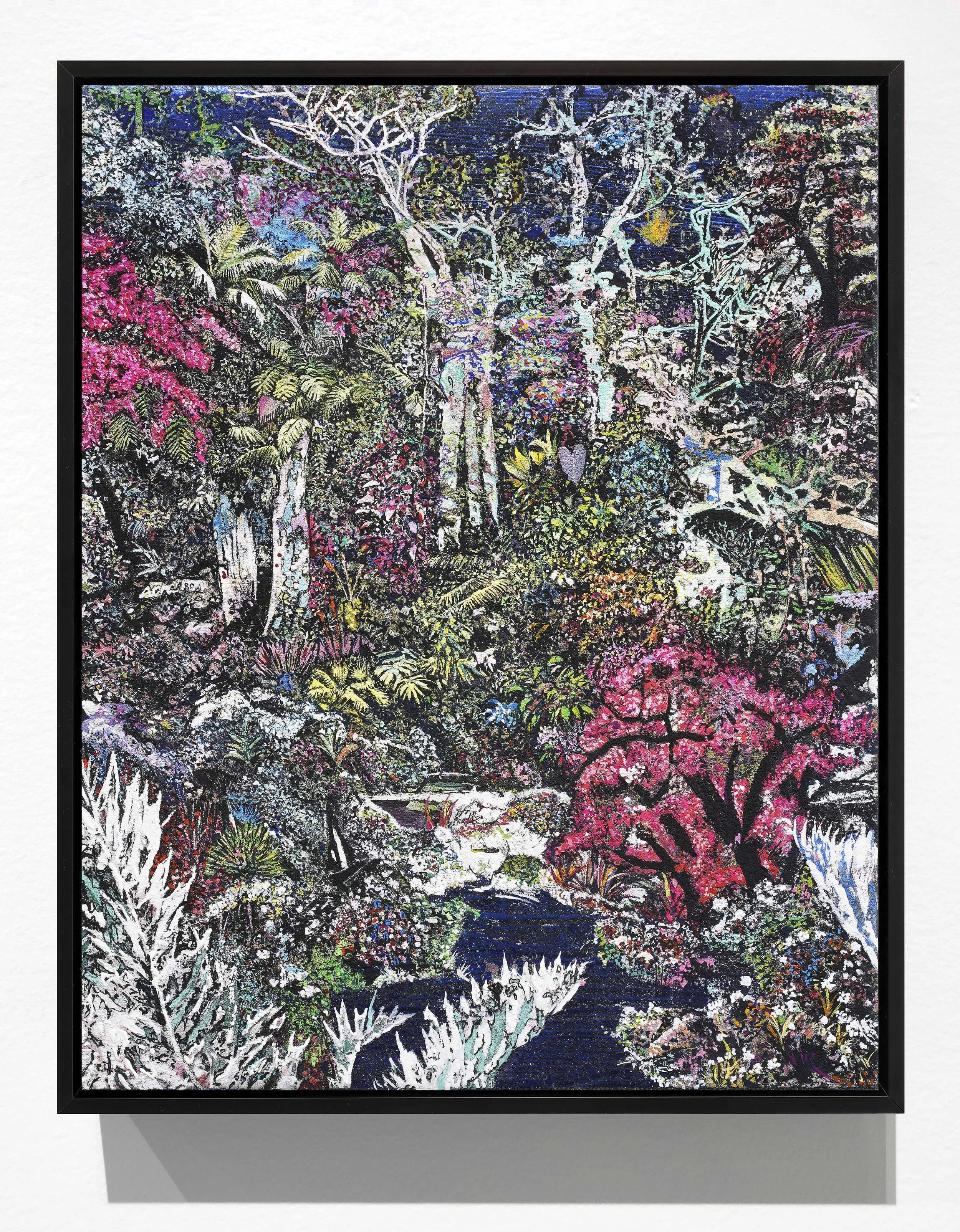   Cerezo rosa . Mixed media linen. 38 x 30 cm. 2021 