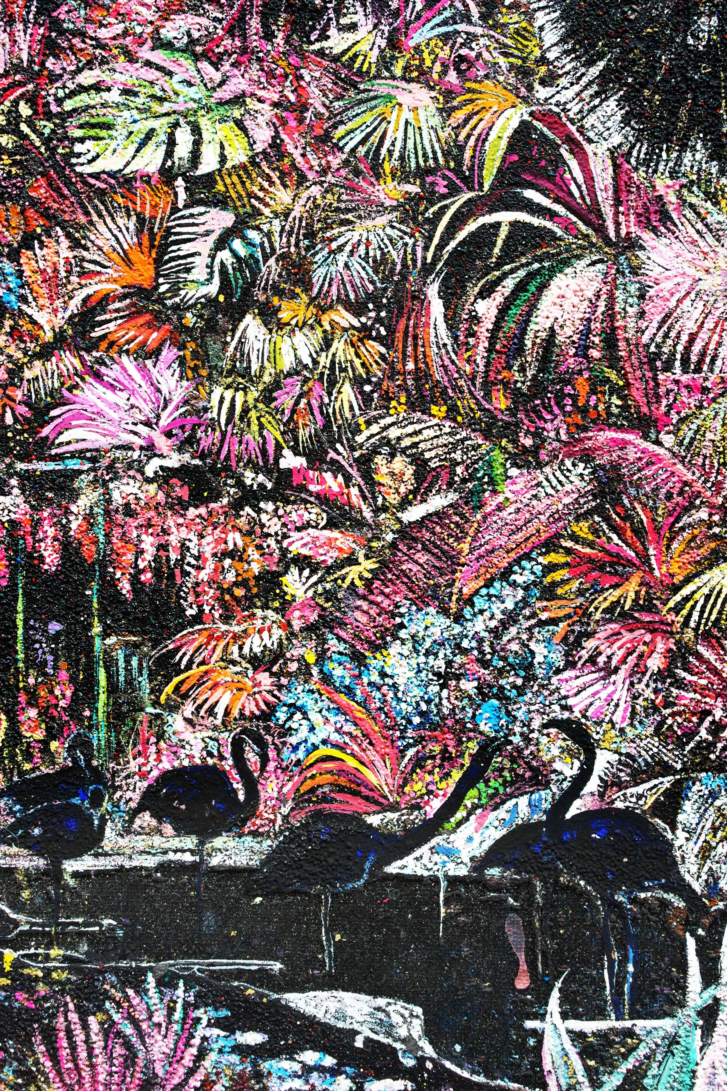   The inhabitants (Detail) . Mixed media linen. 63 x 48 cm. 2021 