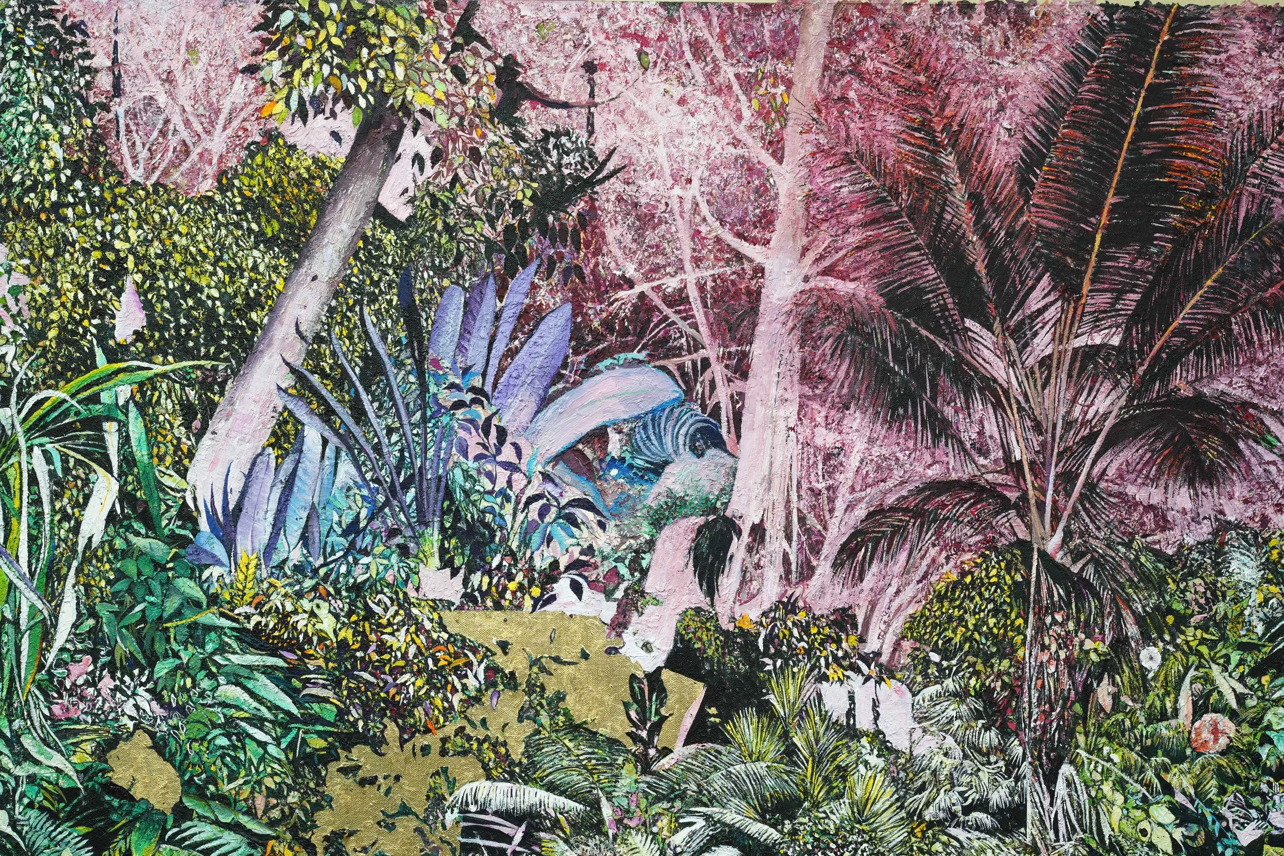   Golden jungle (Detail).  Oil on linen. 202 x 320 x cm. 2021 