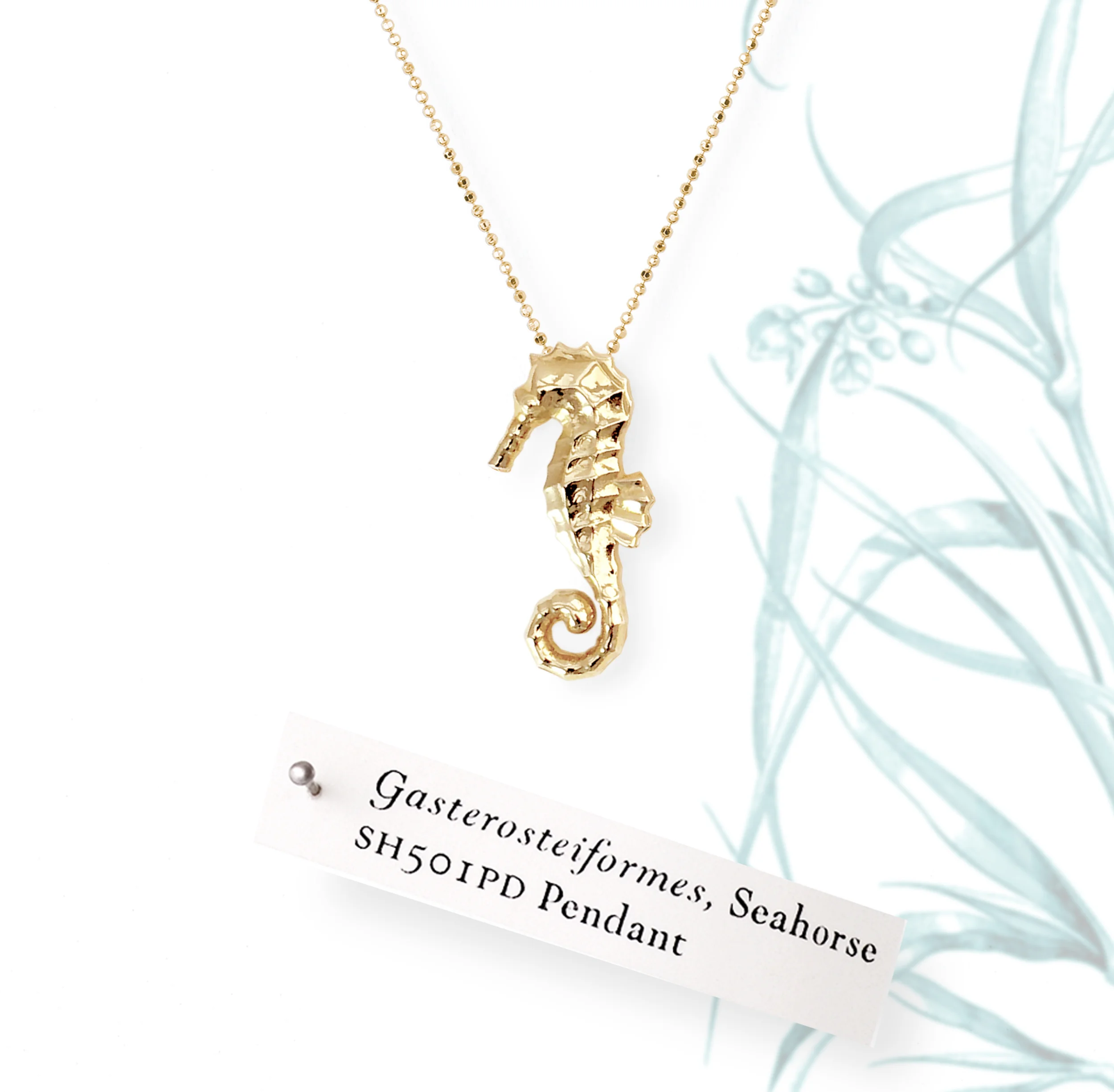 Large Seahorse Pendant / Solid Yellow 