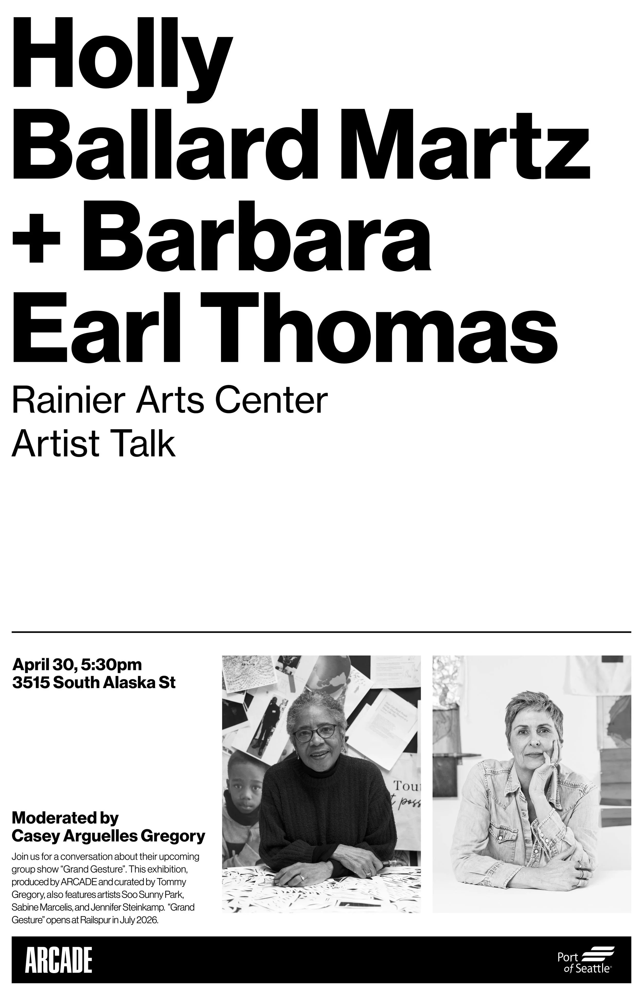 Honored to be in conversation with Barbara Earl Thomas and Casey Arguelles Gregory at the Rainier Arts Center on April 30th