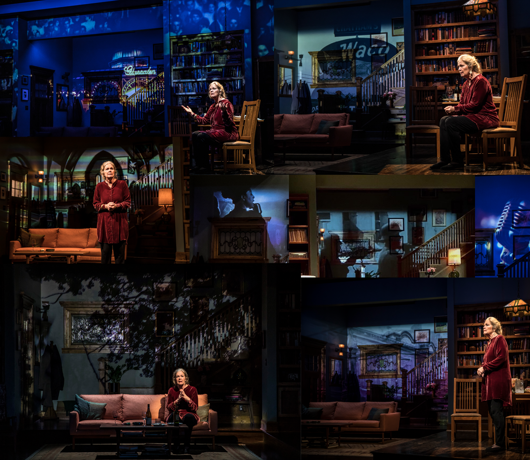 Lady in Denmark by Dael Orlandersmith and directed by Chay Yew at the Goodman Theatre. (Photo by Liz Lauren) Linda Gehringer plays Helene. Projection Design by Stephan Mazurek. Set by Andrew Bryce.