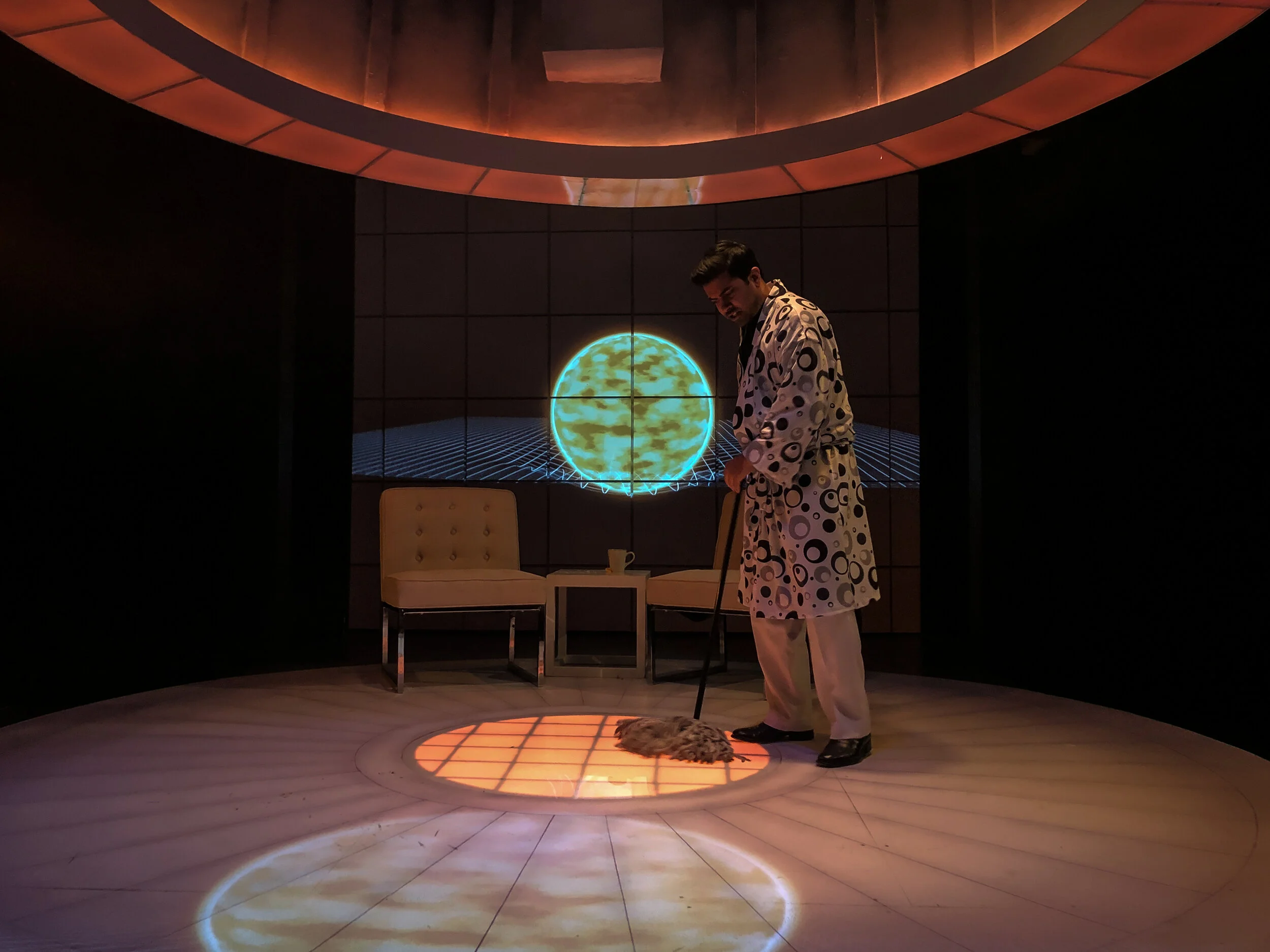 Mosquitoes by Lucy Kirkwood at the Steep Theatre October 2019. Projections Design/ Programming by Stephan Mazurek.