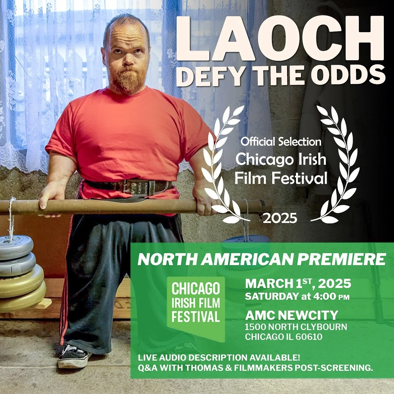 Help us make this a sold out event. So close. The @laochdefytheodds North American film premiere is THIS Saturday 3/1/25 4pm at @amctheatres NEWCITY in #Chicago. 🤩 Part of the 26th annual #chicagoirishfilmfestival &mdash; don&rsquo;t miss this chanc