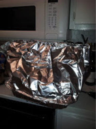 Completed tent, turkey sealed inside