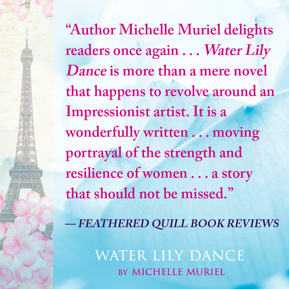 3 FEATHERED QUILL BOOK REVIEWS Praise for Water Lily Dance a historical novel by bestselling author Michelle Muriel.jpg