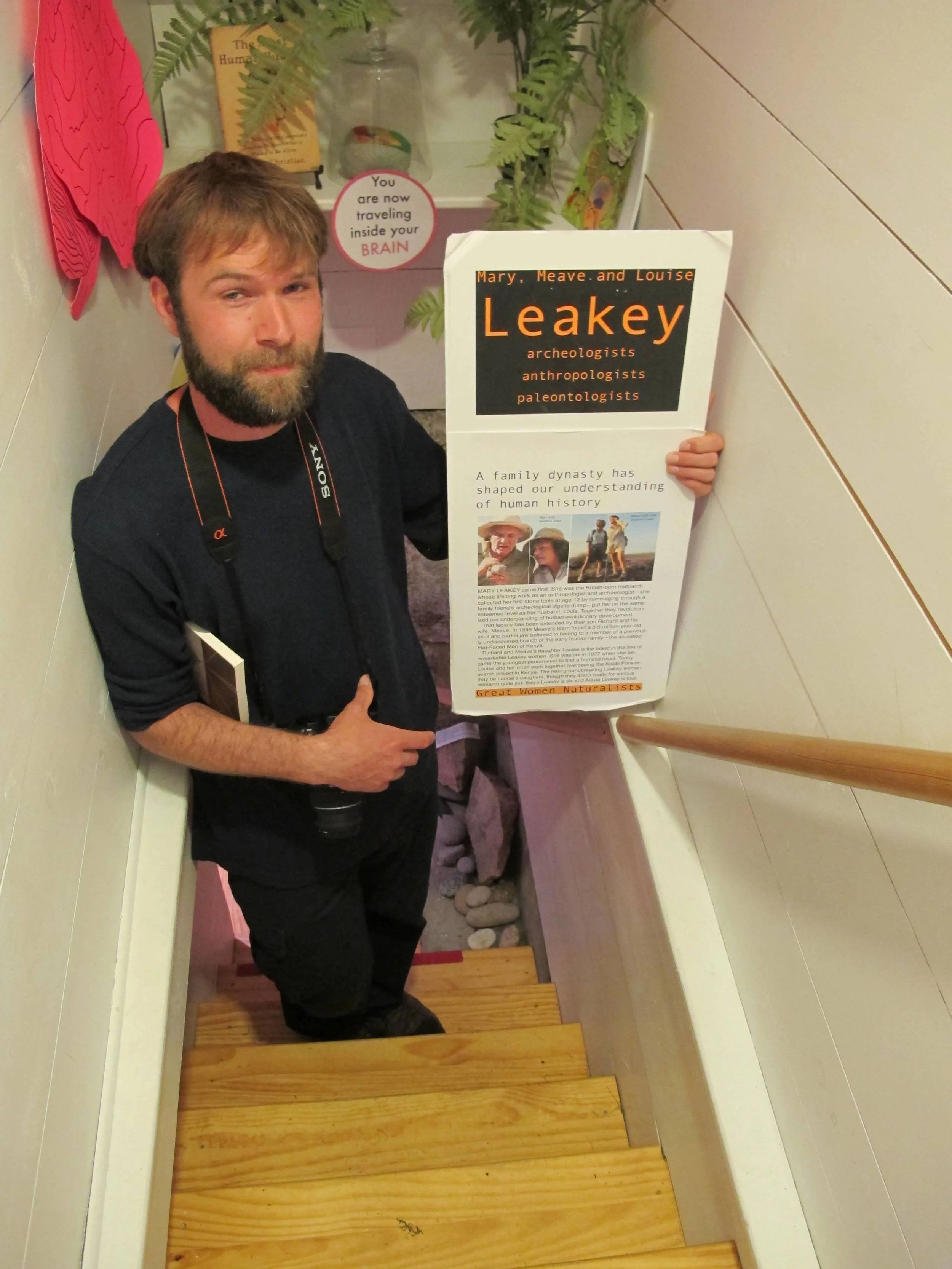 Back at the Notebook, our Alaskan friend Cassidy checked out the staircase on which he'll help us create a walk-through guide to archaeology and paleontology.