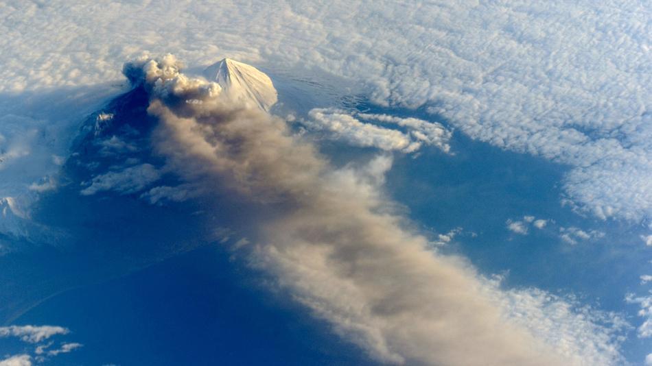 NASA just released photos of the erupting Pavlof Volcano in Alaska, taken from the International Space Station. Wow.