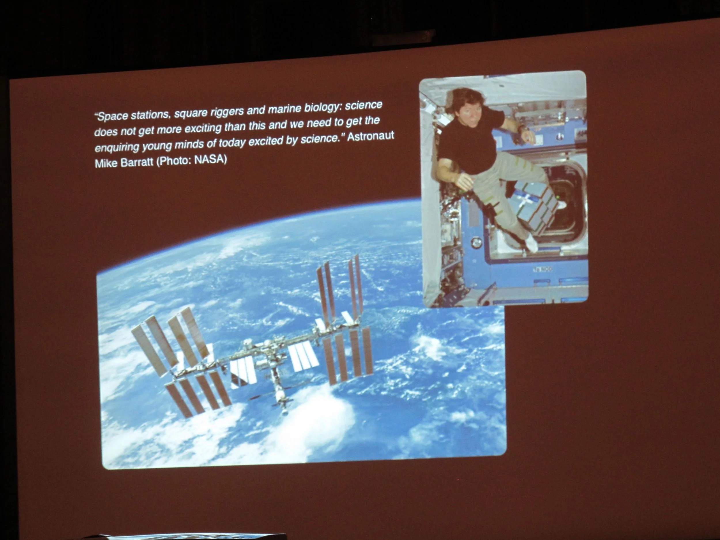 Astronaut Michael Barratt in the International Space Station, 230 miles above Earth.