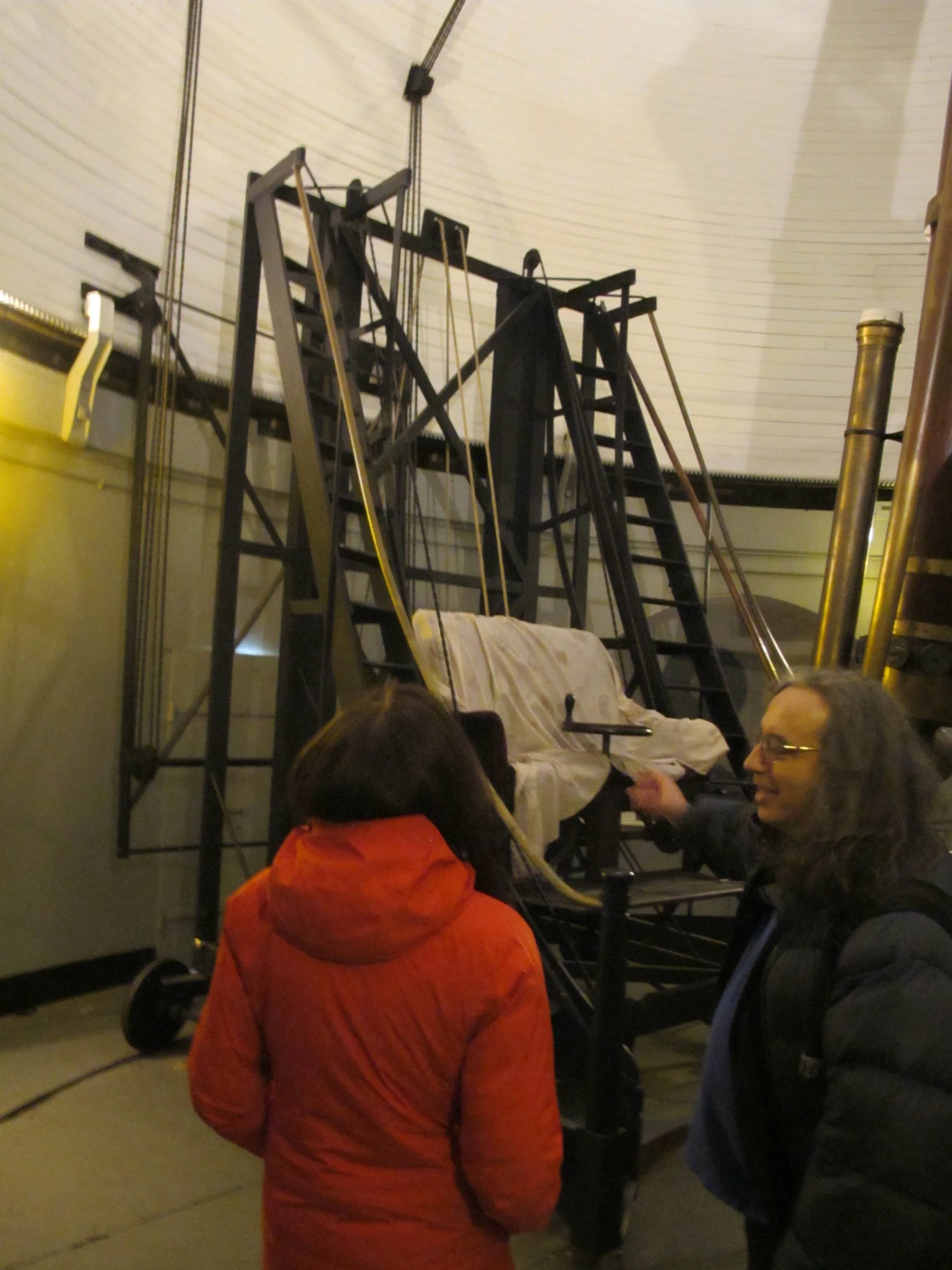 In showing us Harvard's 166-year-old Great Refractor telescope, Jonathan pointed out the step ladders that astronomers had to climb and descend while tracking the movement of stars and planets over the course of an evening.