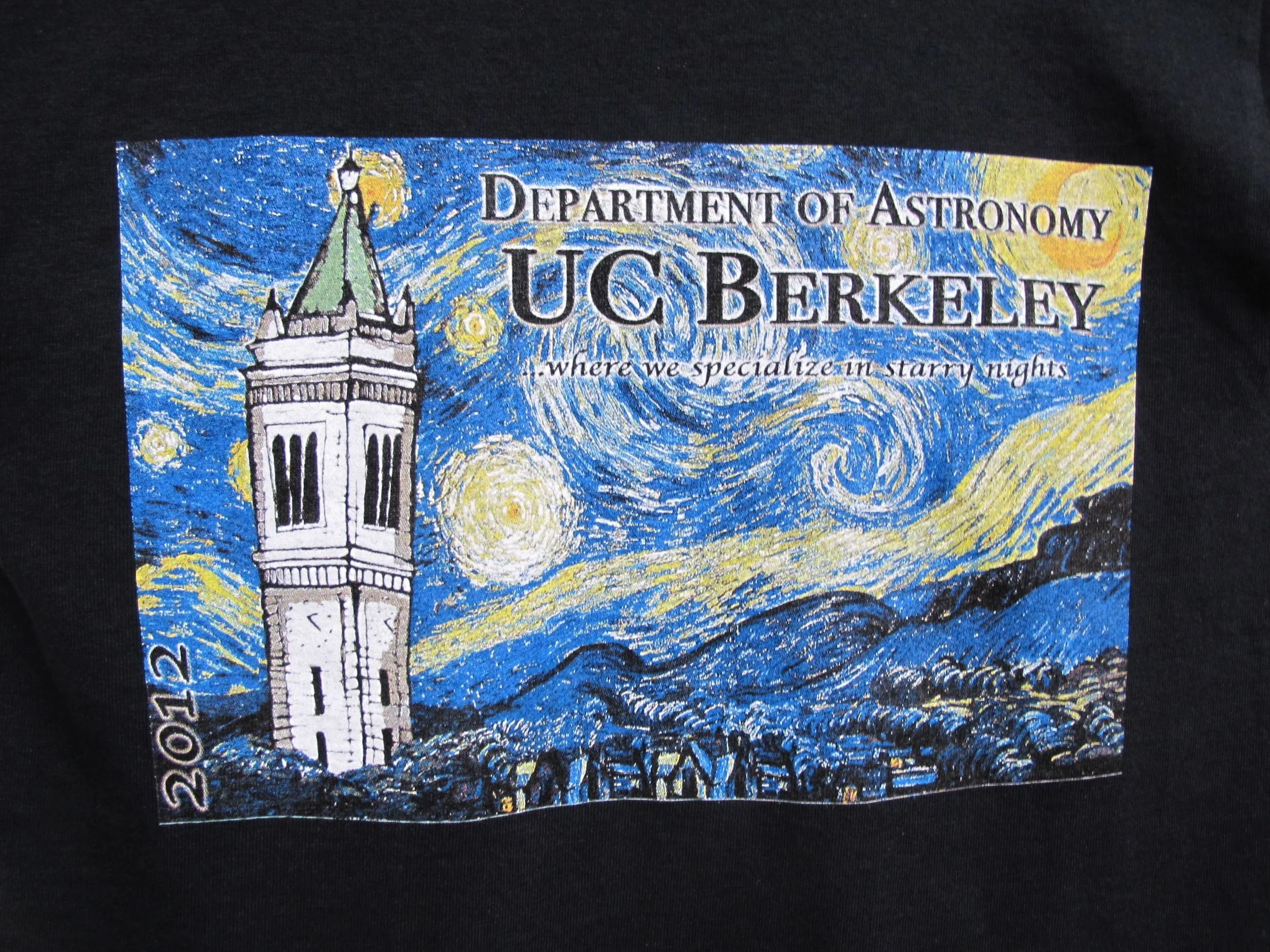 Cal's cool astronomy T-shirts combine the school's landmark campanile with Vincent van Gogh's Starry Night.