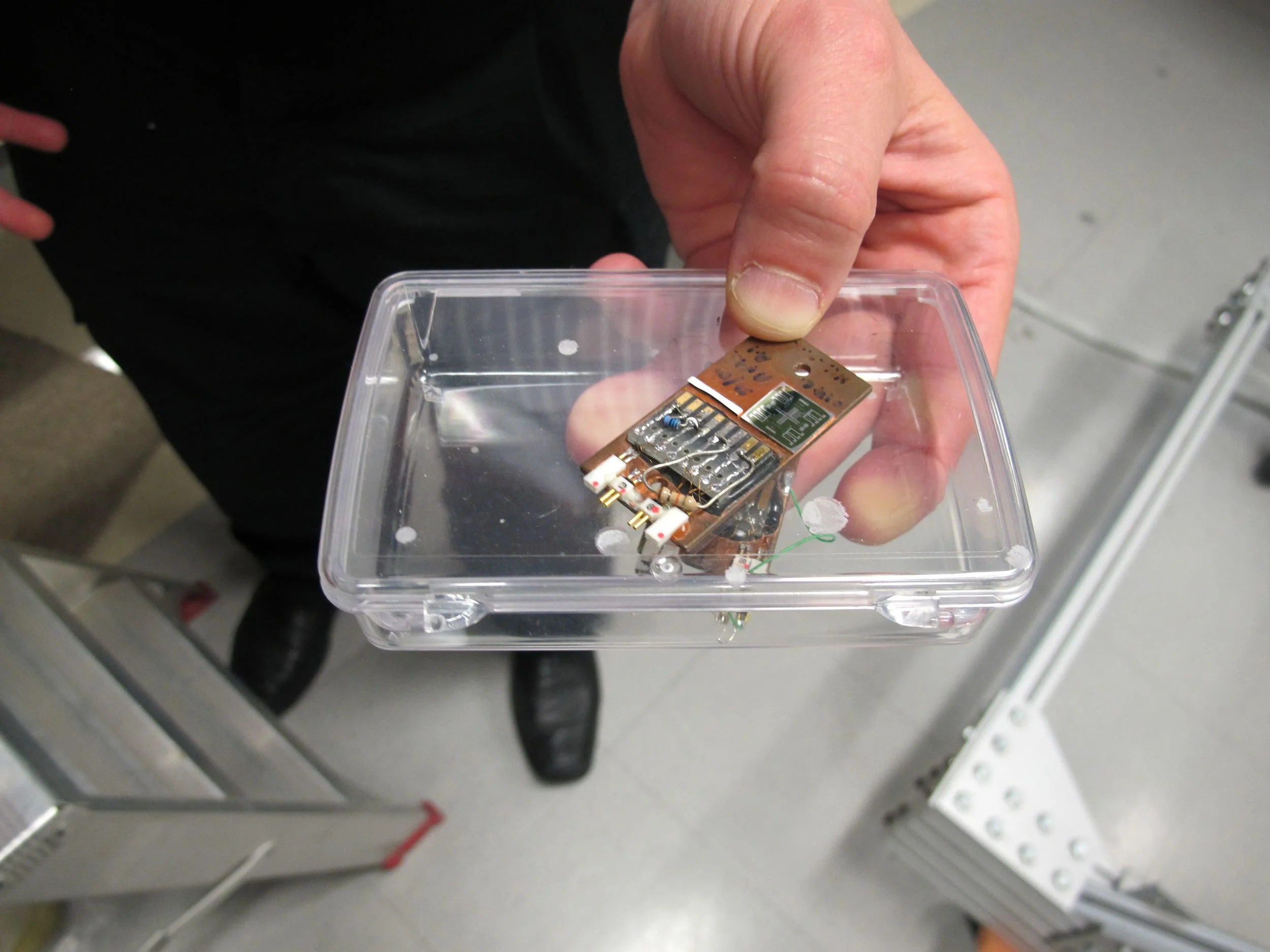Astrophysicist Brian Keating showed us some of the sensors his group uses to detect cosmic microwave background radiation that is just now reaching us from the Big Bang, 13. 7 billion years ago. Brian does a lot of his work at a telescope array in Chile's Atacama Desert, the driest place in the world.