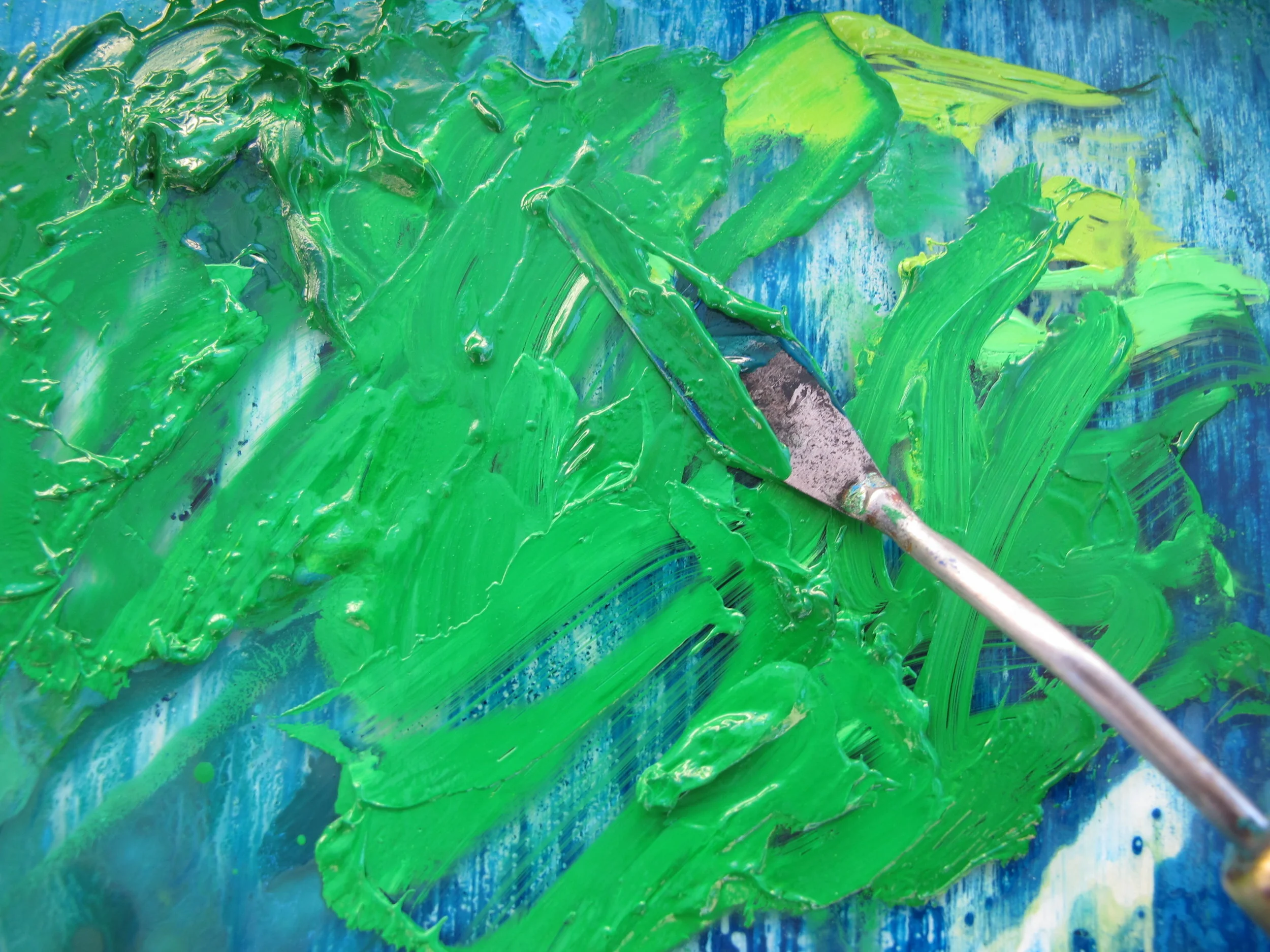 Pamelia and I stopped by the home of noted painter Eric Hopkins recently. His work is fantastic…and so is his palette. It’s an artwork in itself.