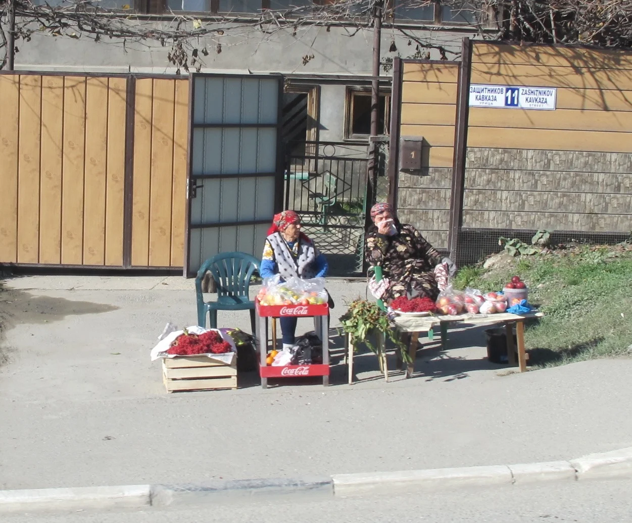 On that same ride, we saw several roadside fruit and vegetable vendors like these. Their crates were especially well stocked with oranges and tomatoes.