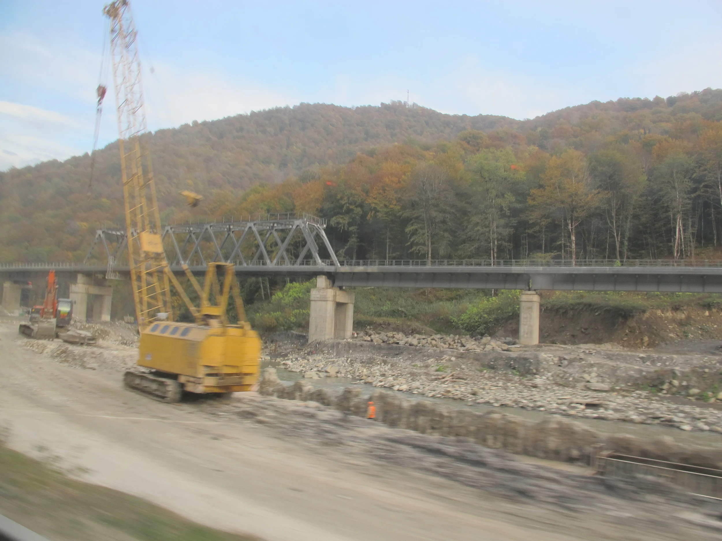 A key infrastructure project is a high-speed train line connecting Sochi and the Olympic venues. It’s being built along a riverbed. The river will need time to recover from the ecological trauma.