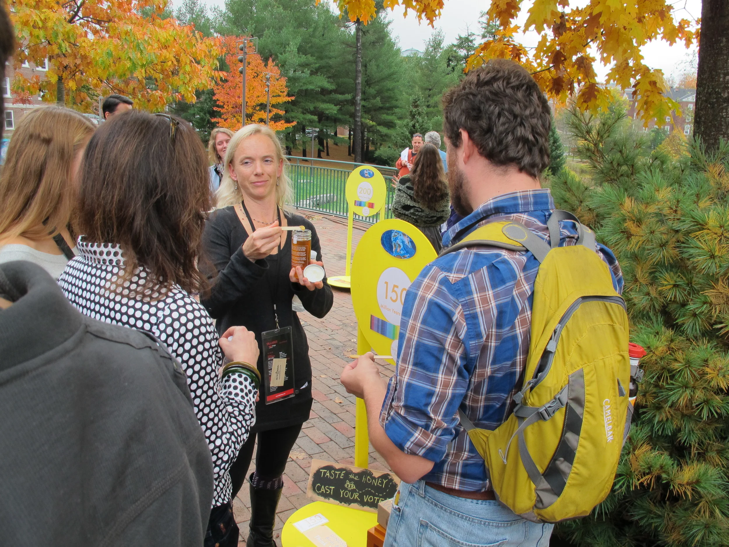 TEDx attendees took part in honey tasting at the 150-million-year station, which covered the period in which the first flowering plants and bees appeared.