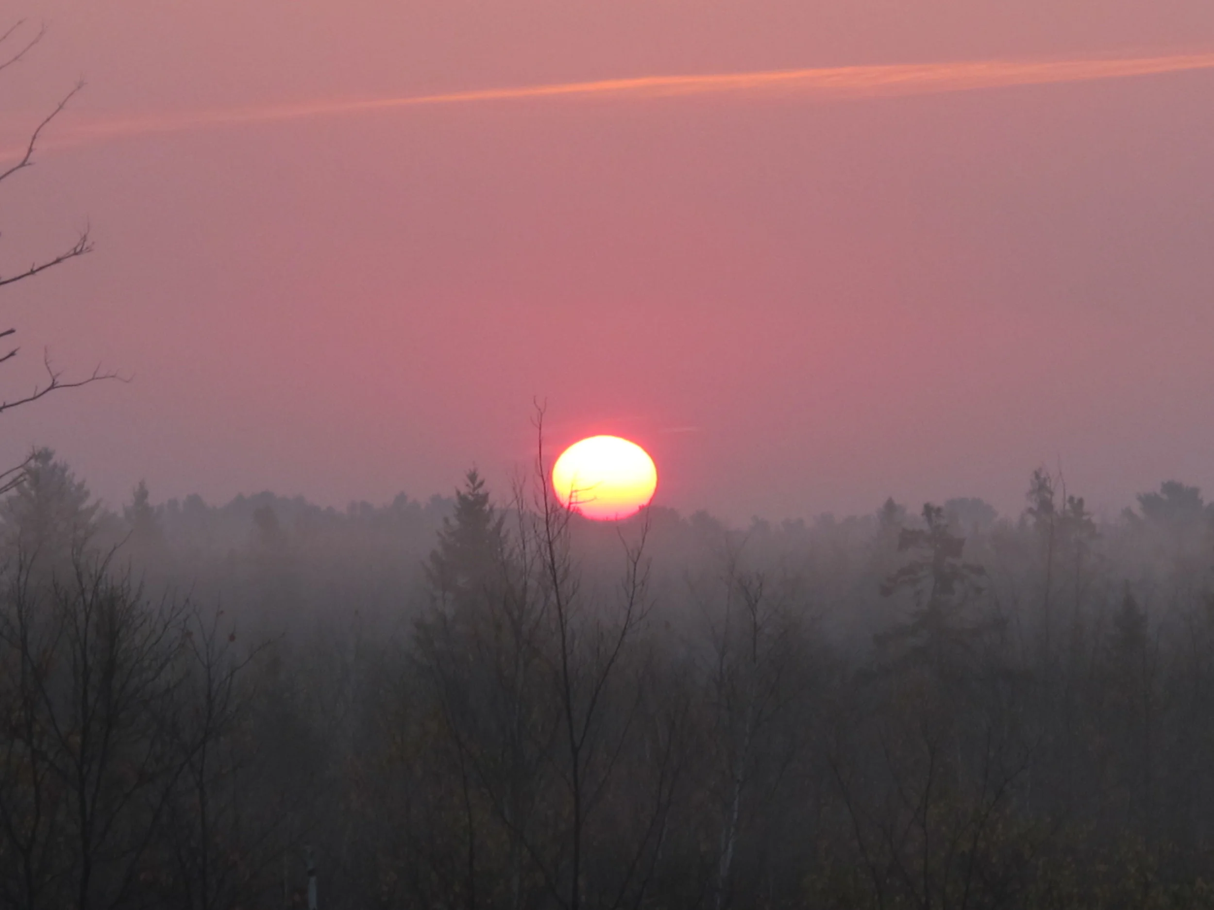 But returning home is always enjoyable too. This was the first Maine sunrise we saw, while driving north from Boston.