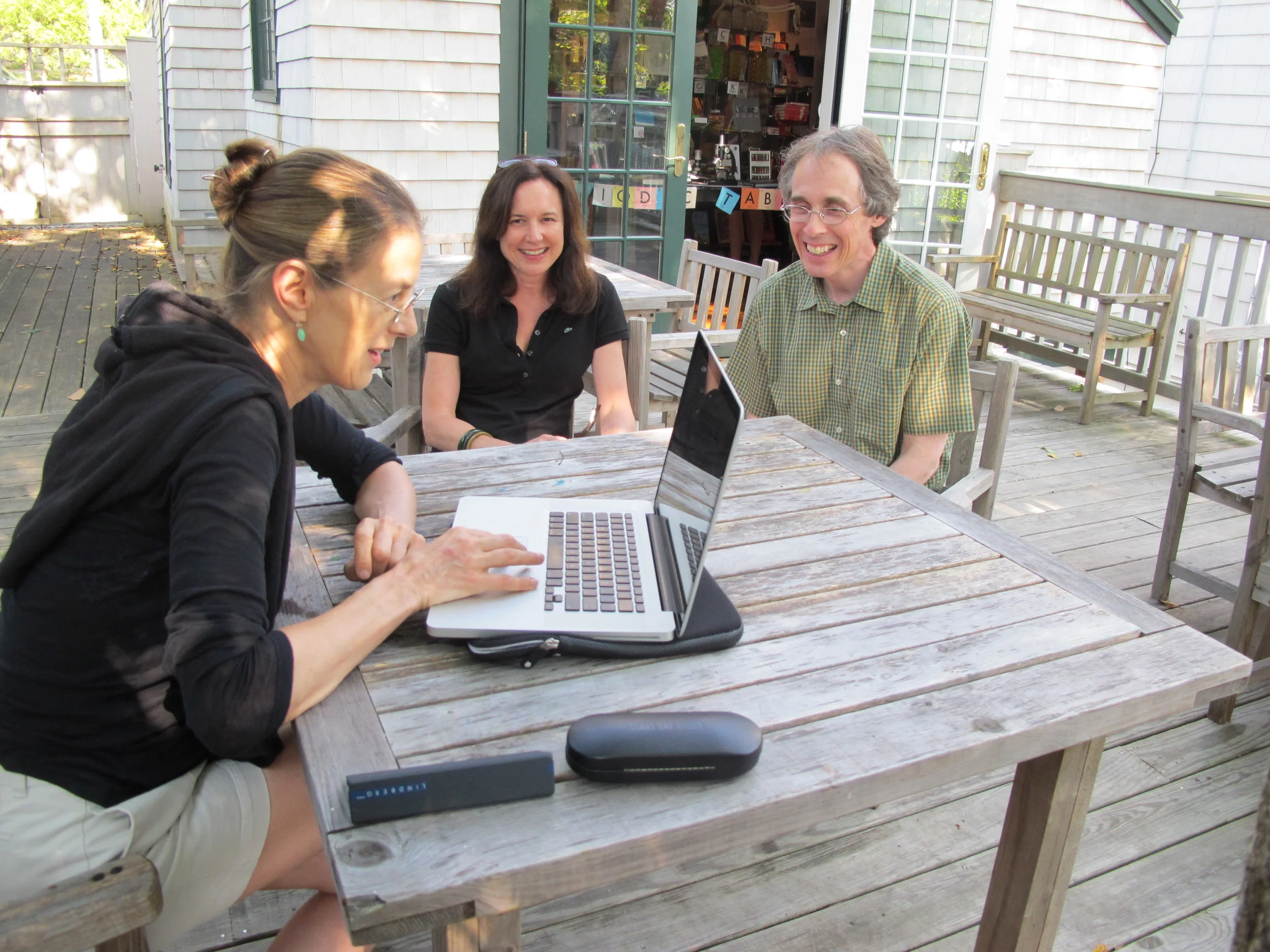 Lucy Sisman of wwword.com (a wonderful website that describes itself as a home for readers, writers, illiterates, browsers, time-wasters, mavens and bores–and all who use, abuse, love and hate the English language) stopped in at the Notebook to interview Pamelia and me. We had a delightful talk. I highly recommend that you visit Lucy’s site. A reporter from the Mount Desert Islander came by to interview us later in the week.