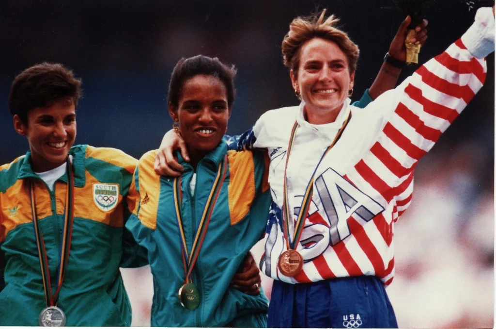 Lynn with her fellow medalists in Barcelona.