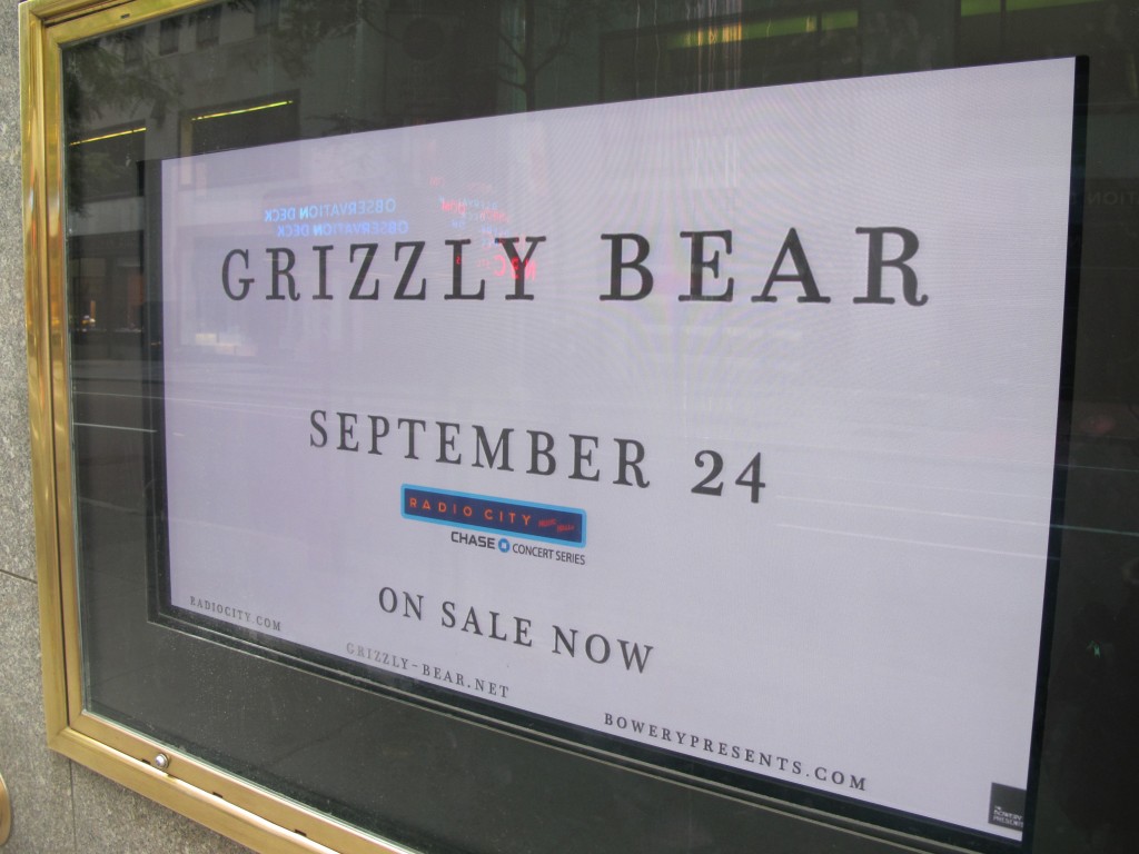 Also while still in New York, I saw that Grizzly Bear would be performing at Radio City, across the street from my office. My favorite name of the week, even if its origin has nothing to do with bears. A founding member of the Brooklyn-based indie rock group chose that moniker because it was an ex-boyfriend’s nickname.