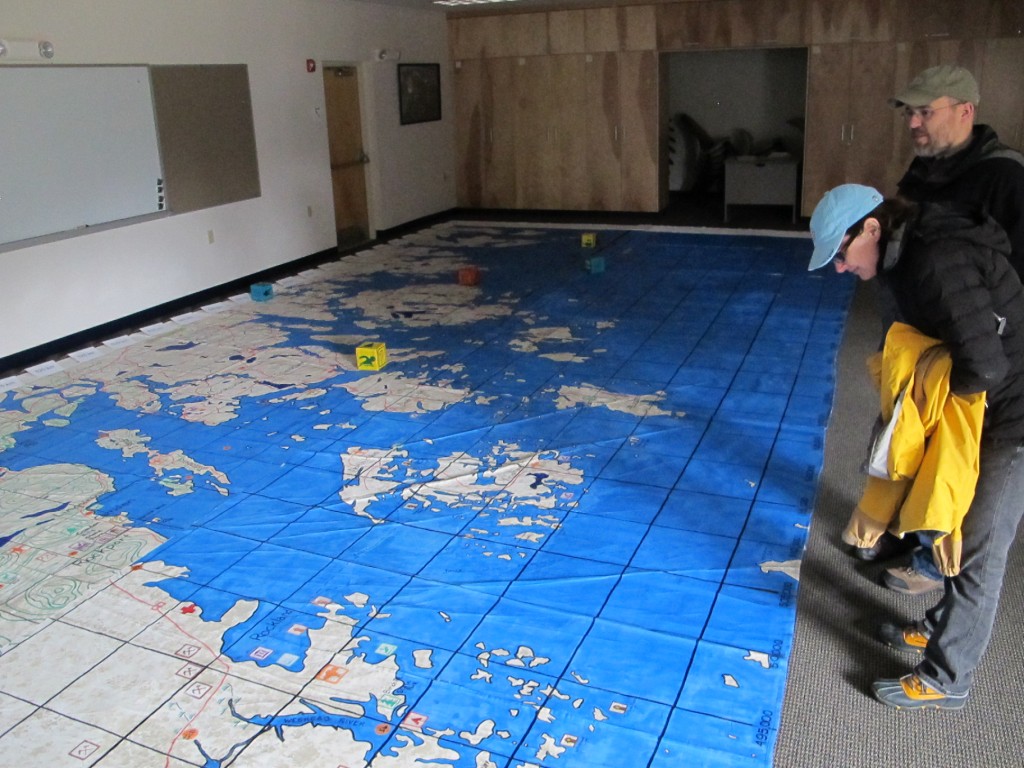 One building at SERC has this giant map of the coast of Maine covering the floor. It offers hands-on learning and toes-on learning at the same time.