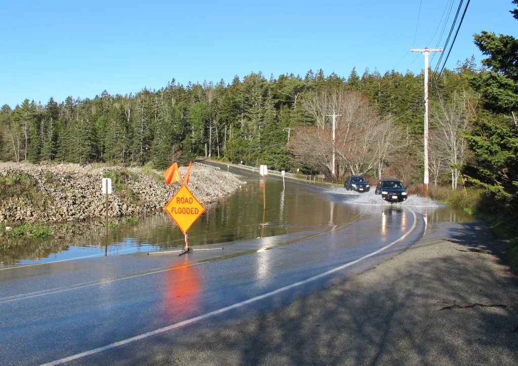 A big storm flooded the road into Seal Harbor on Friday. Pamelia and I made it through in our trusty aqua-wagon and made more headway in our nonstop preparations for the Notebook’s 2012 season.
